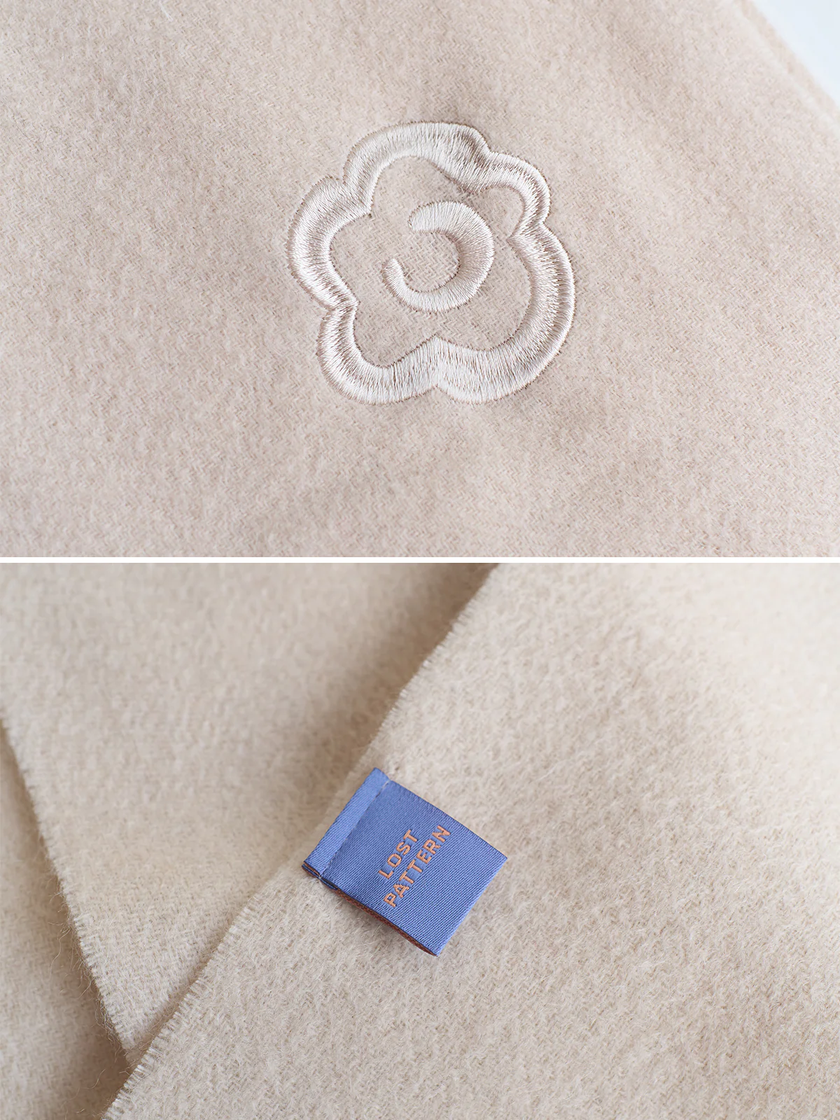 "Lost in Warmth" Classic Cashmere Scarf - Cream - Image 7