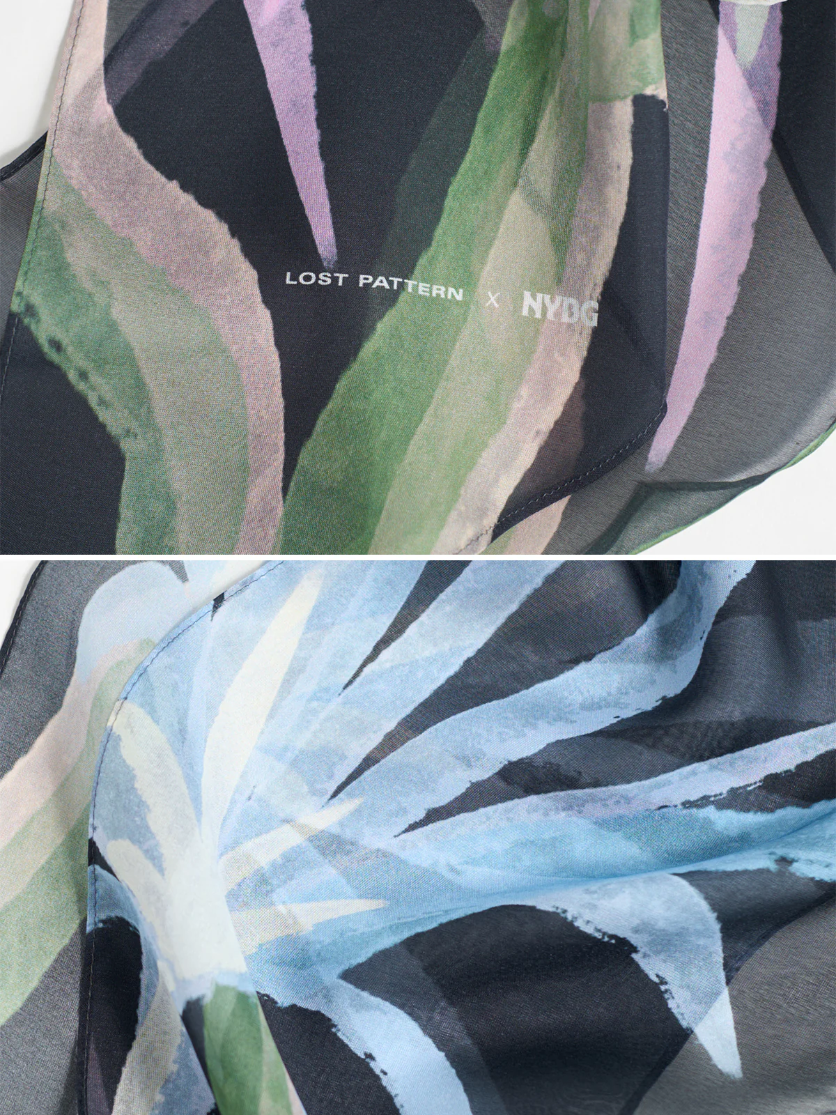 Lost Pattern x NYBG "Oasis Charms" Silk Chiffon Neck Scarf - Black - Image 5