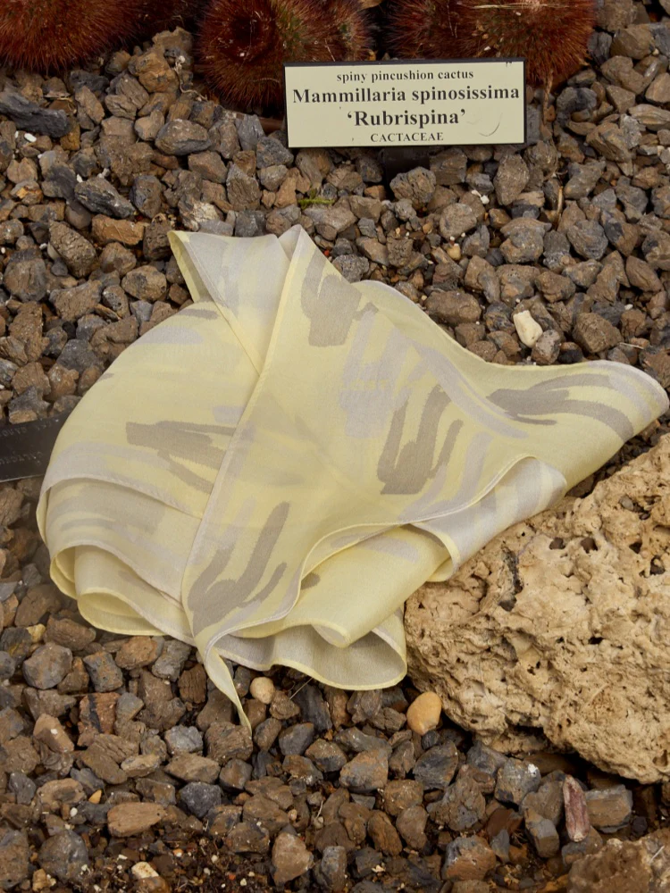 Lost Pattern x NYBG "Oasis Charms" Silk Chiffon Neck Scarf - Yellow - Image 5