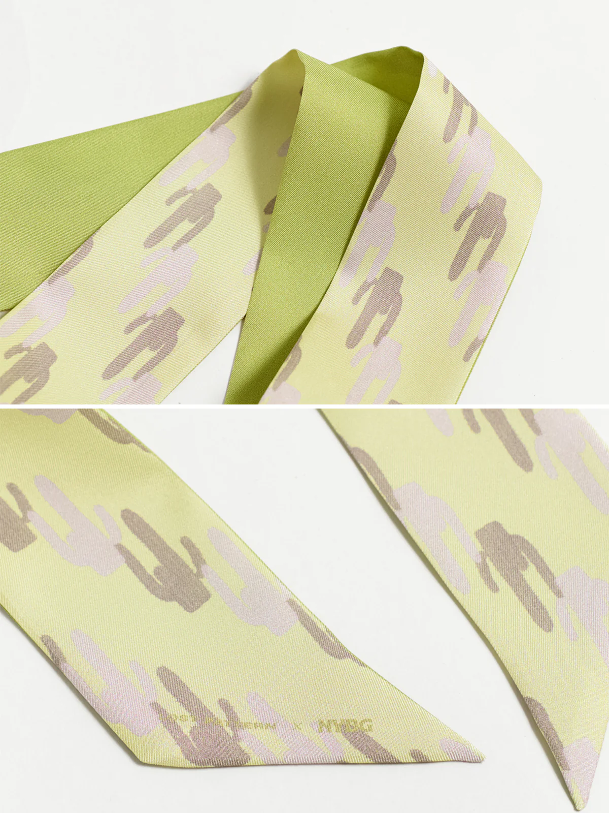Lost Pattern x NYBG "Oasis Charms" Silk Skinny Scarf - Green - Image 6