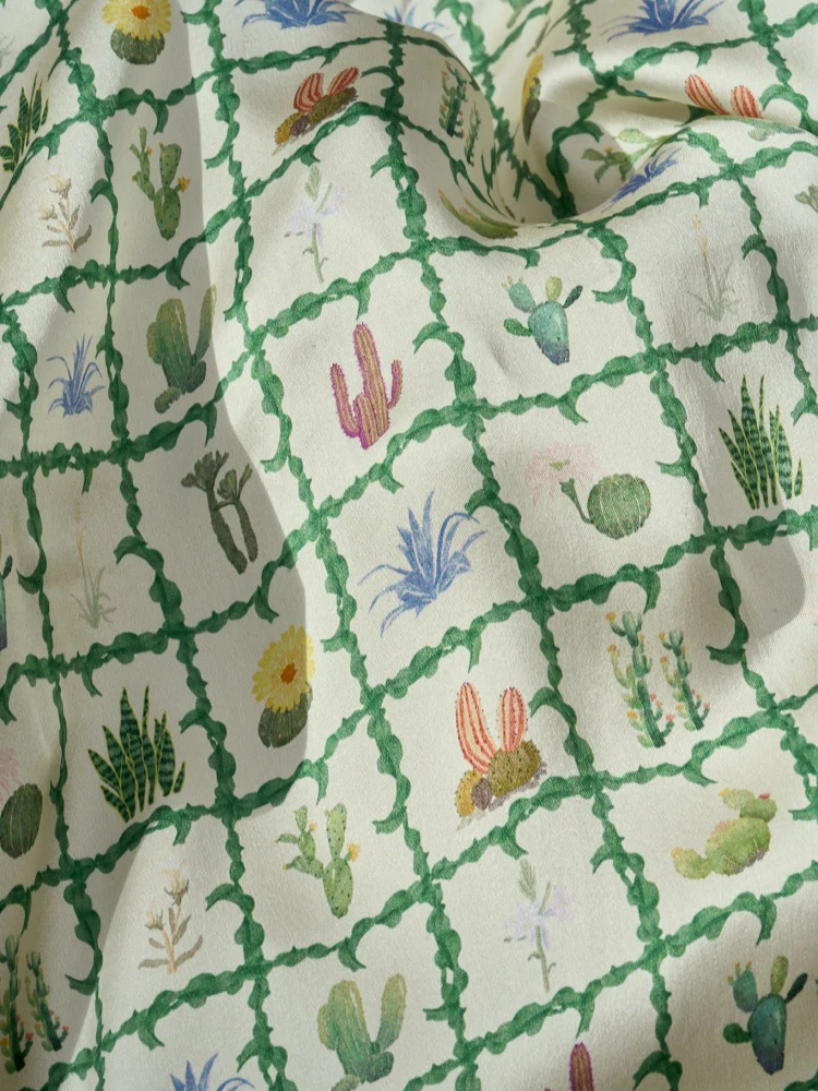 Lost Pattern x NYBG "Oasis Charms" Large Silk Scarf  - Blue - Image 6