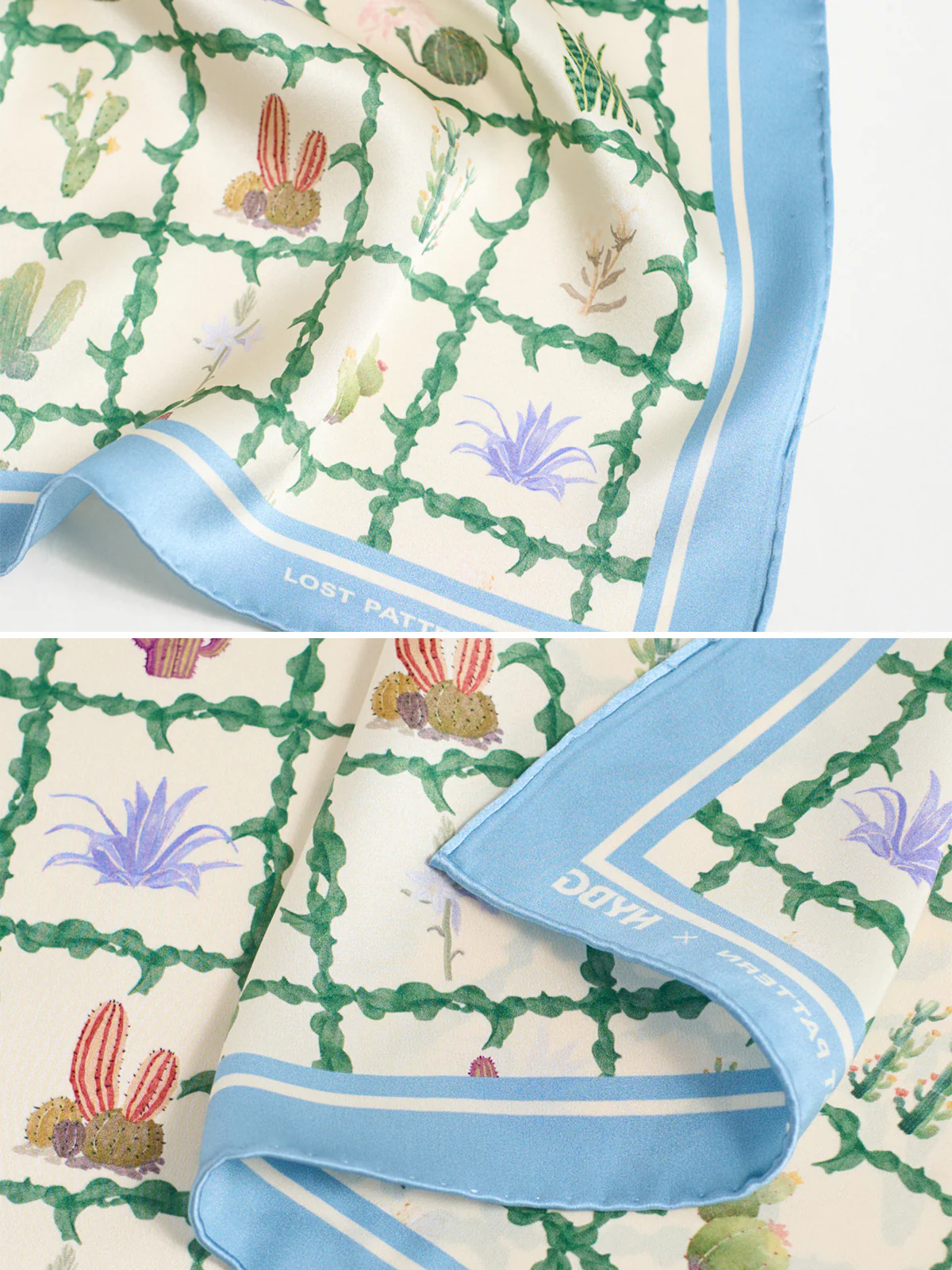 Lost Pattern x NYBG "Oasis Charms" Large Silk Scarf  - Blue - Image 8