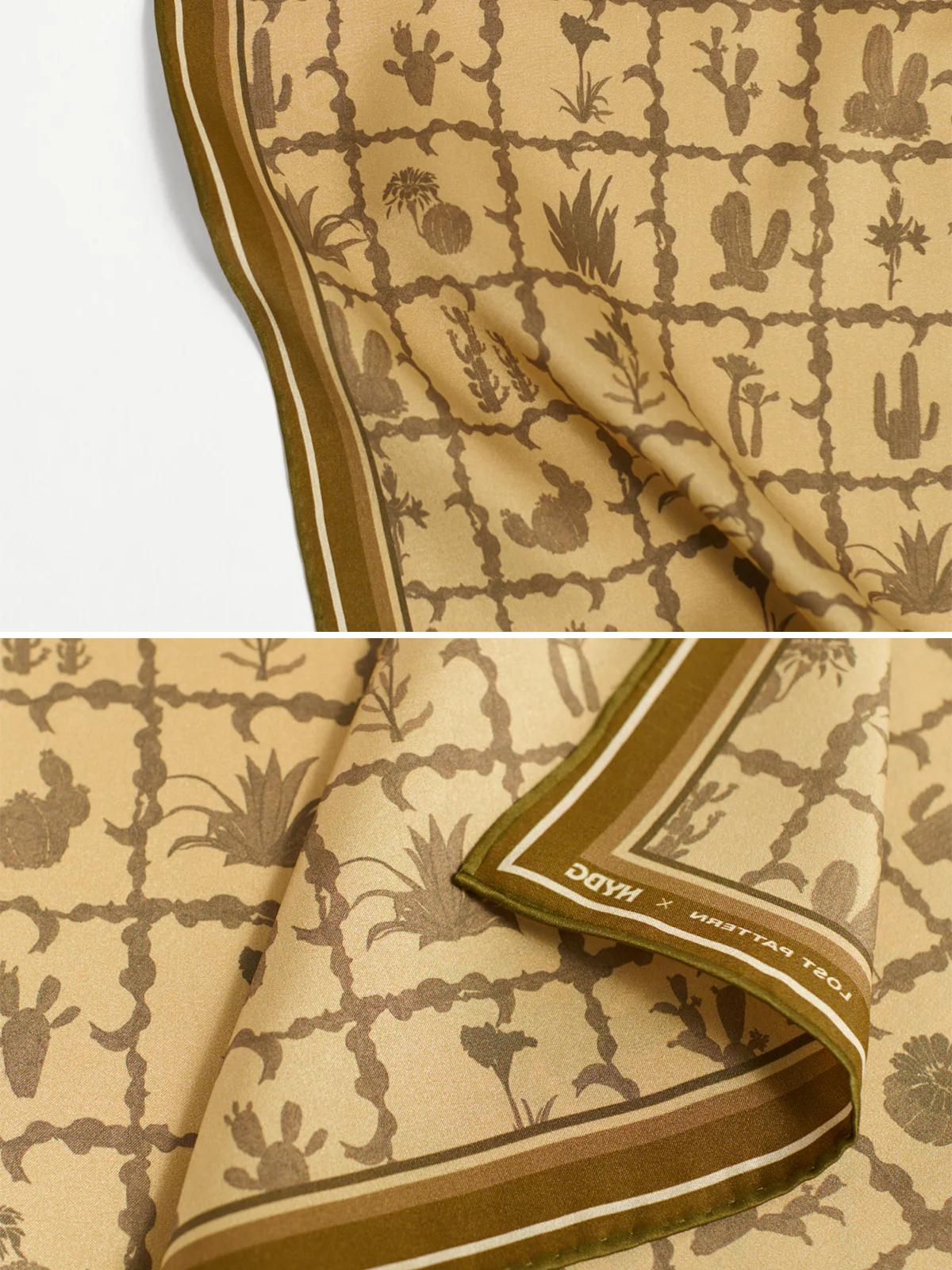 Lost Pattern x NYBG "Oasis Charms" Silk Bandana Scarf  - Coffee - Image 6