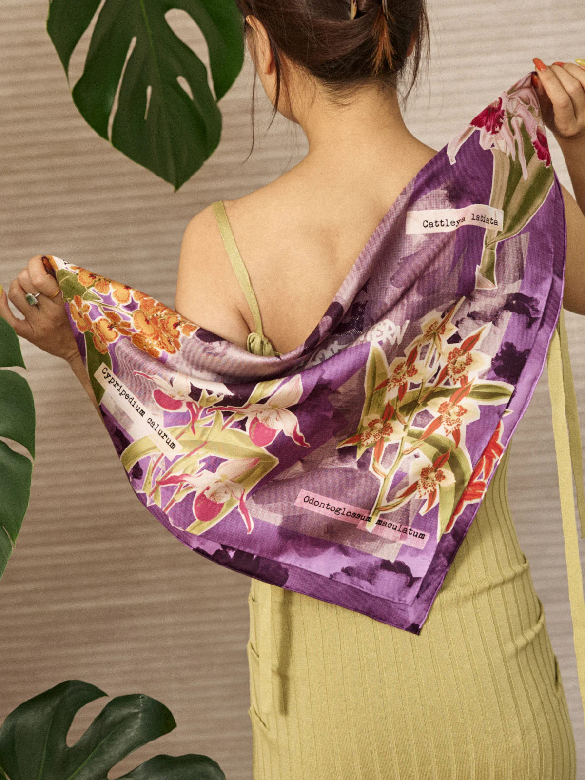 LOST PATTERN X NYBG "Orchid On the Block" Silk Bandana Scarf - Purple - Image 5