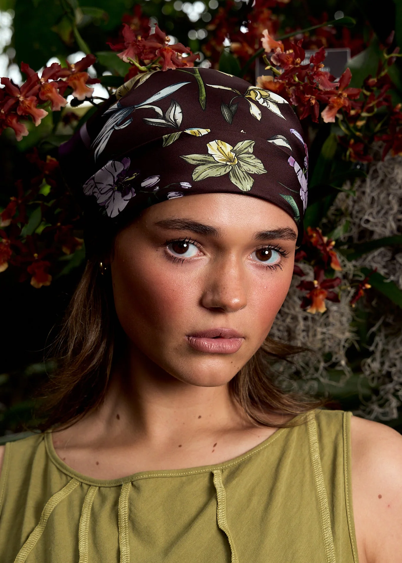 LOST PATTERN X NYBG "Orchid Symphony" Silk Bandana Scarf - Purple - Image 3