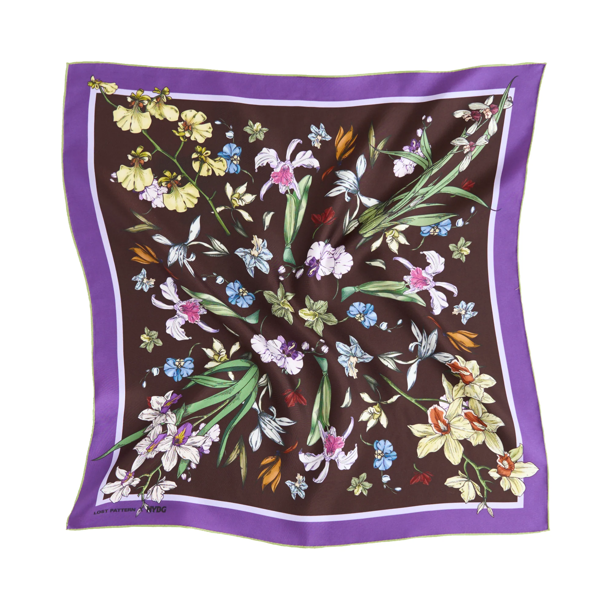 LOST PATTERN X NYBG "Orchid Symphony" Silk Bandana Scarf - Purple - Image 4