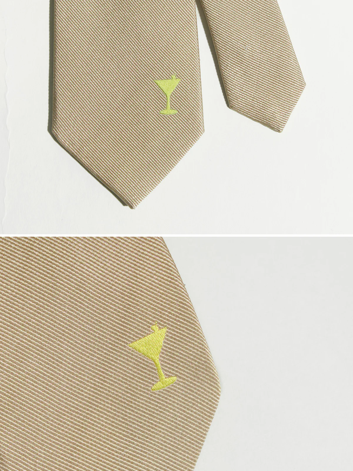 "Martini" Silk Tie - Khaki - Image 6