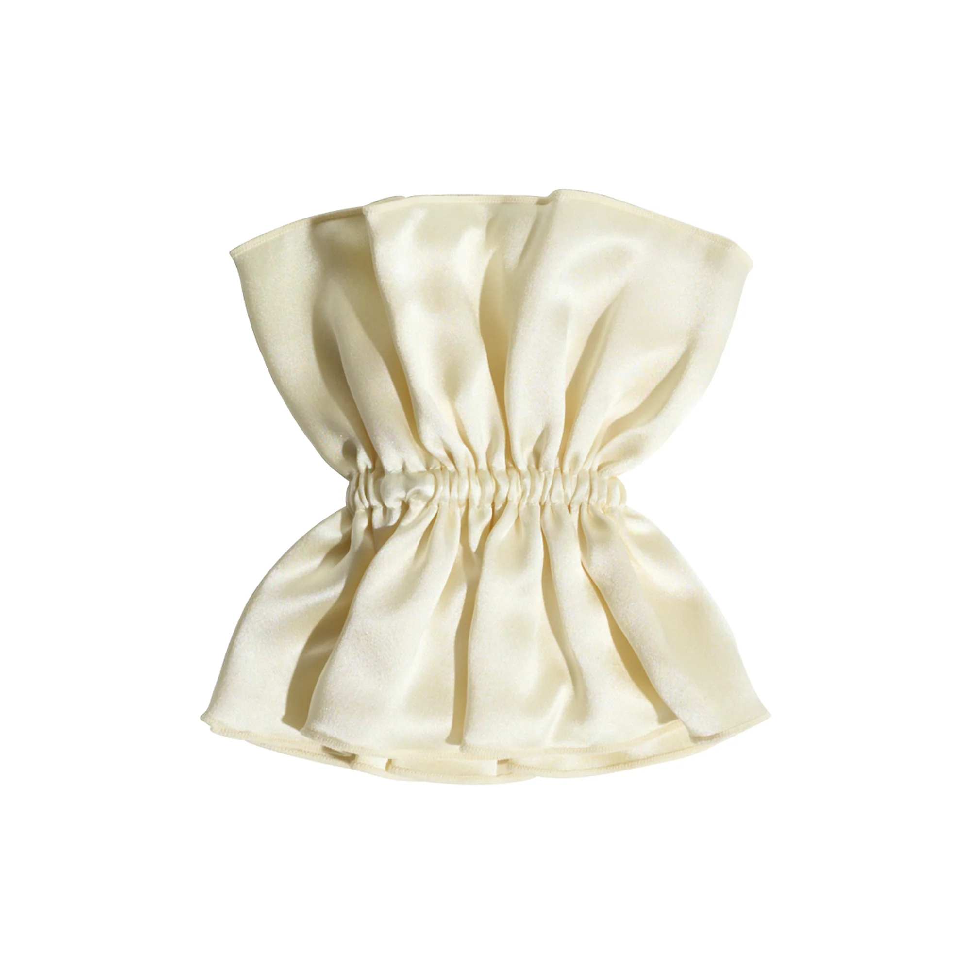 "Maxi Flower" Double-Layer Oversized Silk Scrunchie - Cream - Image 5