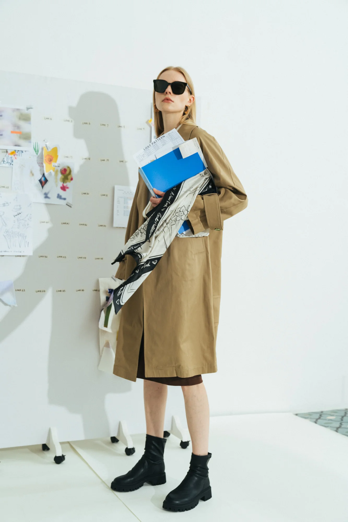 "New York in Sketches" Silk Scarf - Black & White - Image 5