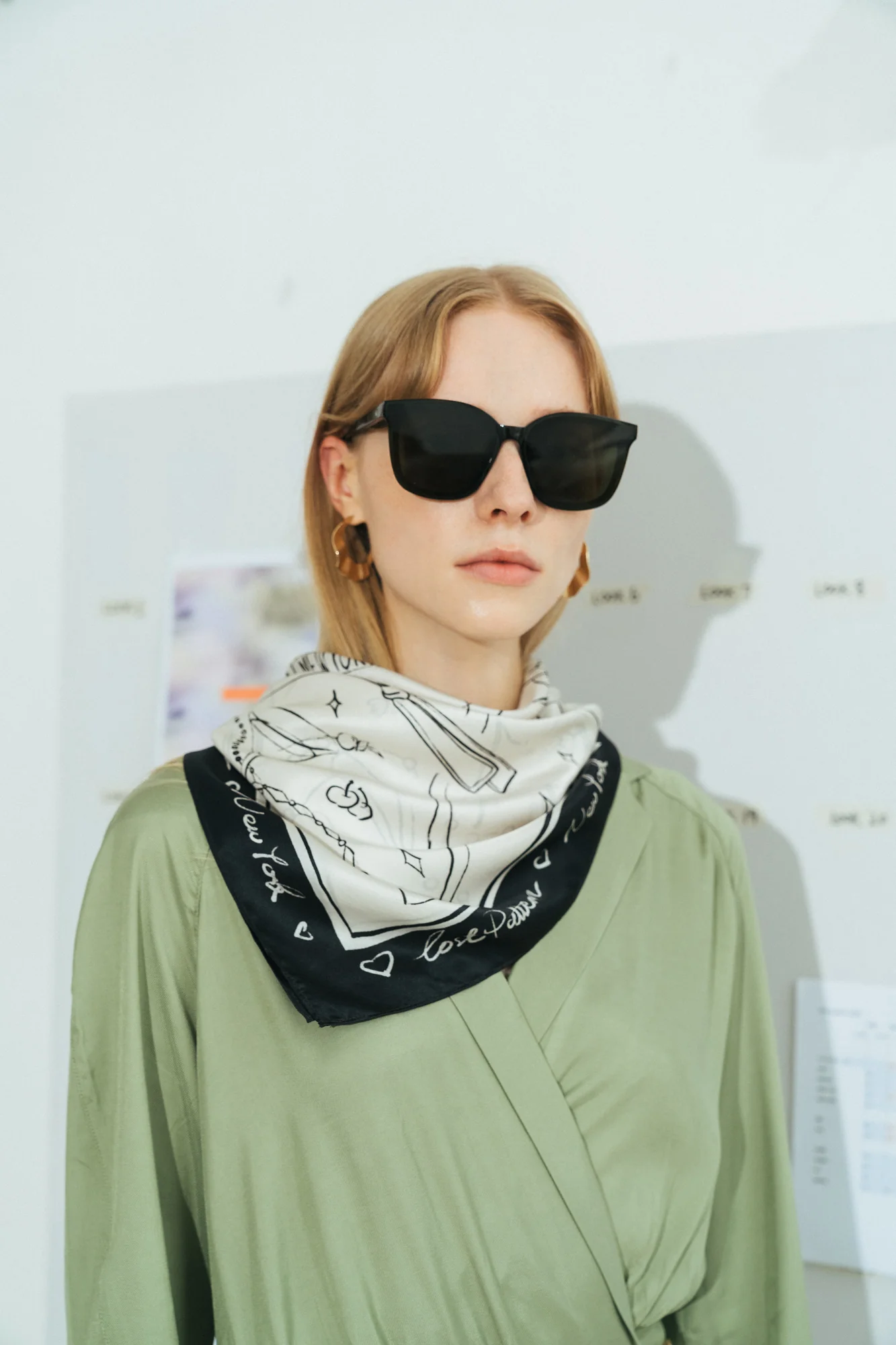 "New York in Sketches" Silk Scarf - Black & White - Image 6