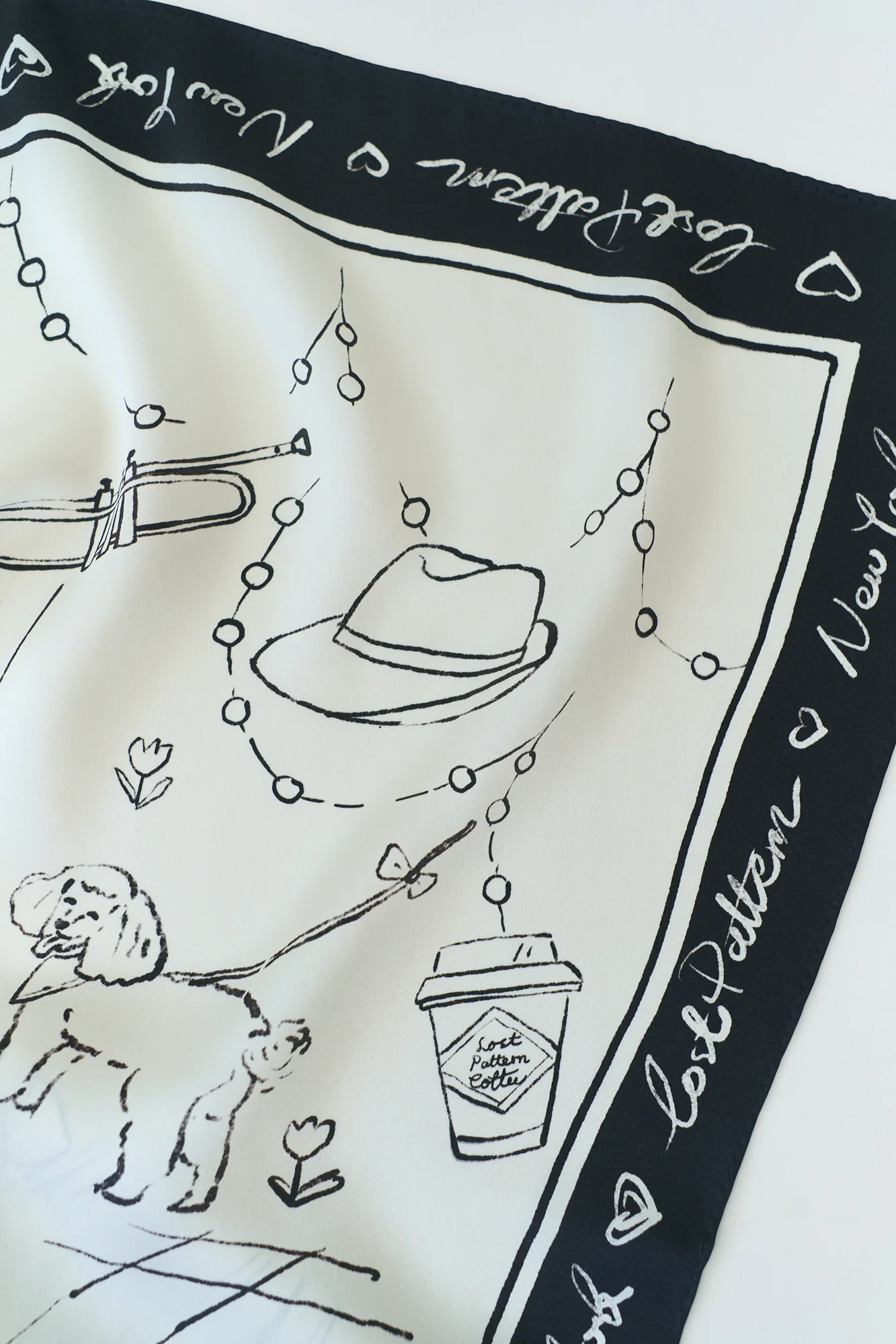 "New York in Sketches" Silk Scarf - Black & White - Image 8