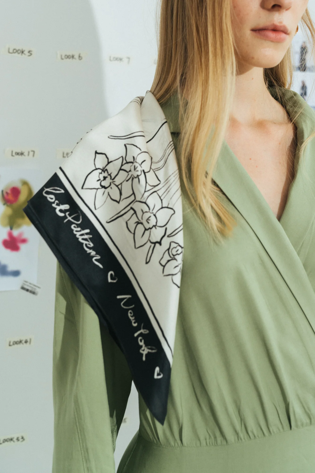 "New York in Sketches" Silk Scarf - Black & White - Image 9