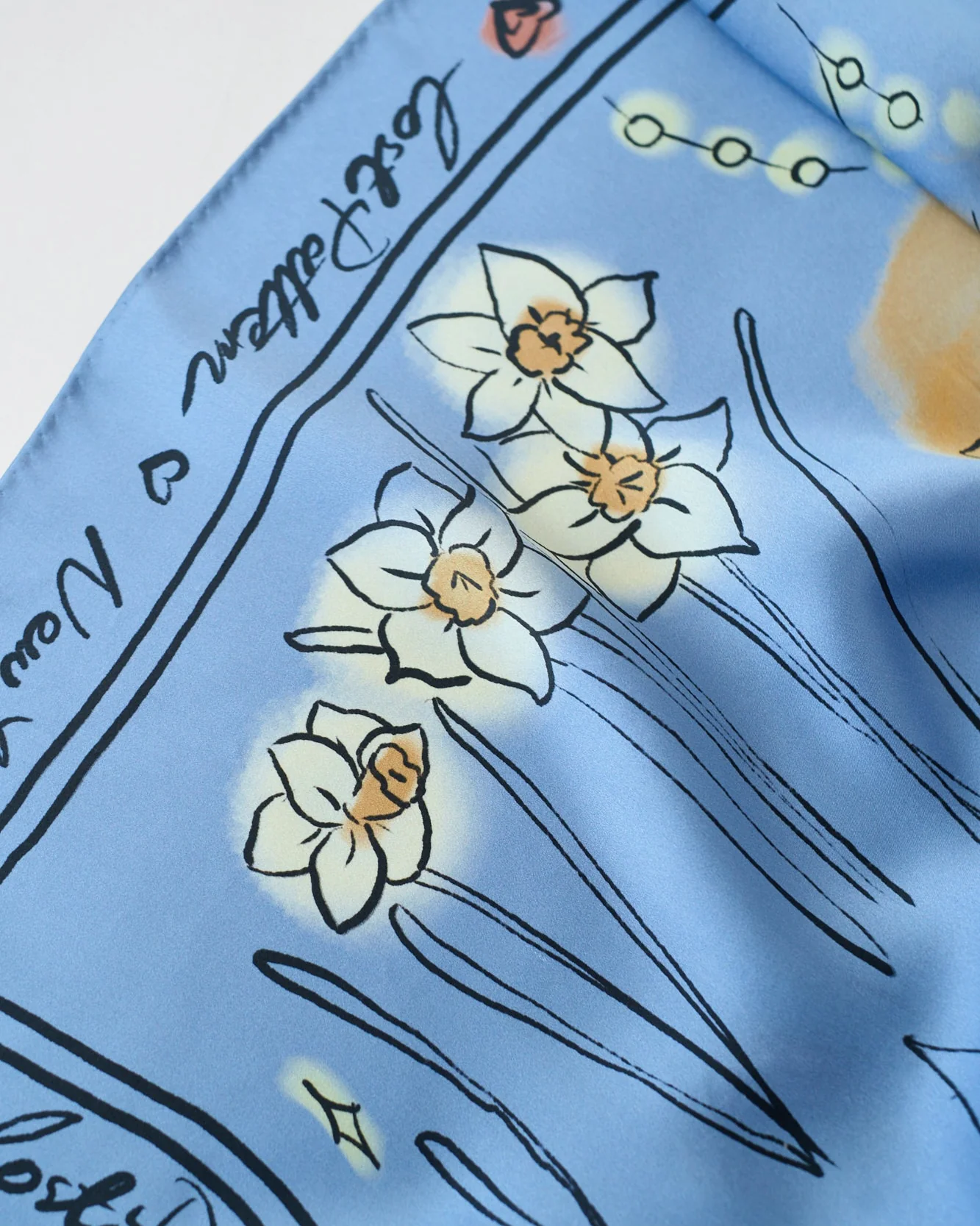 "New York in Sketches" Silk Scarf - Blue - Image 9