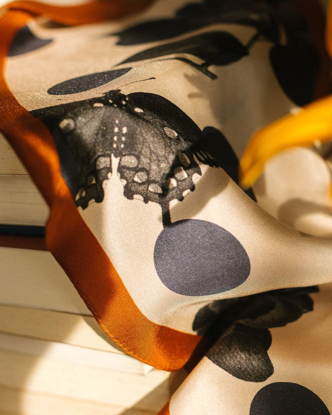 "Noir Floral" Silk Diamond Neckerchief - Image 7