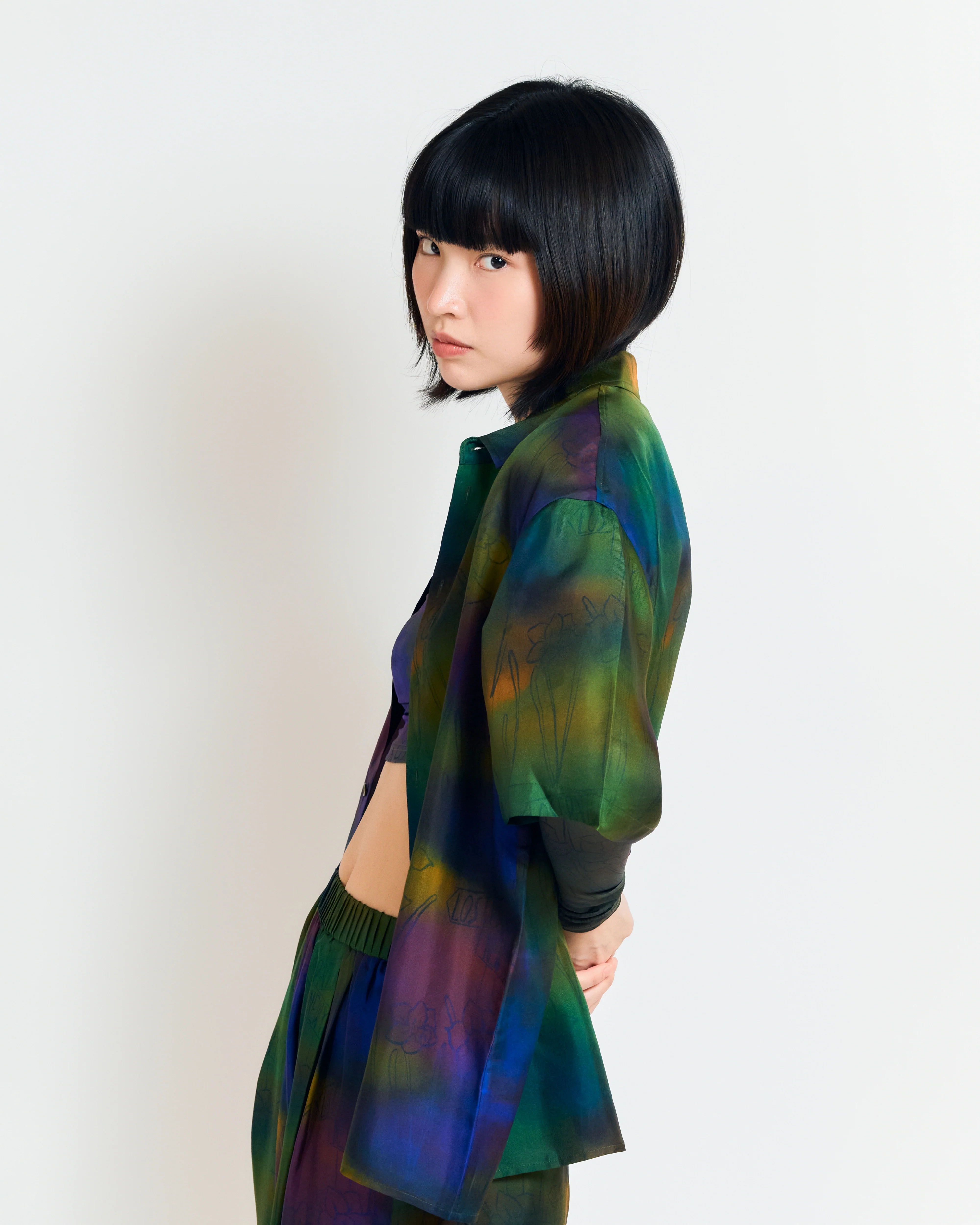 "Brooklyn" Oversized Silk Hawaii Shirt - Green - Image 3