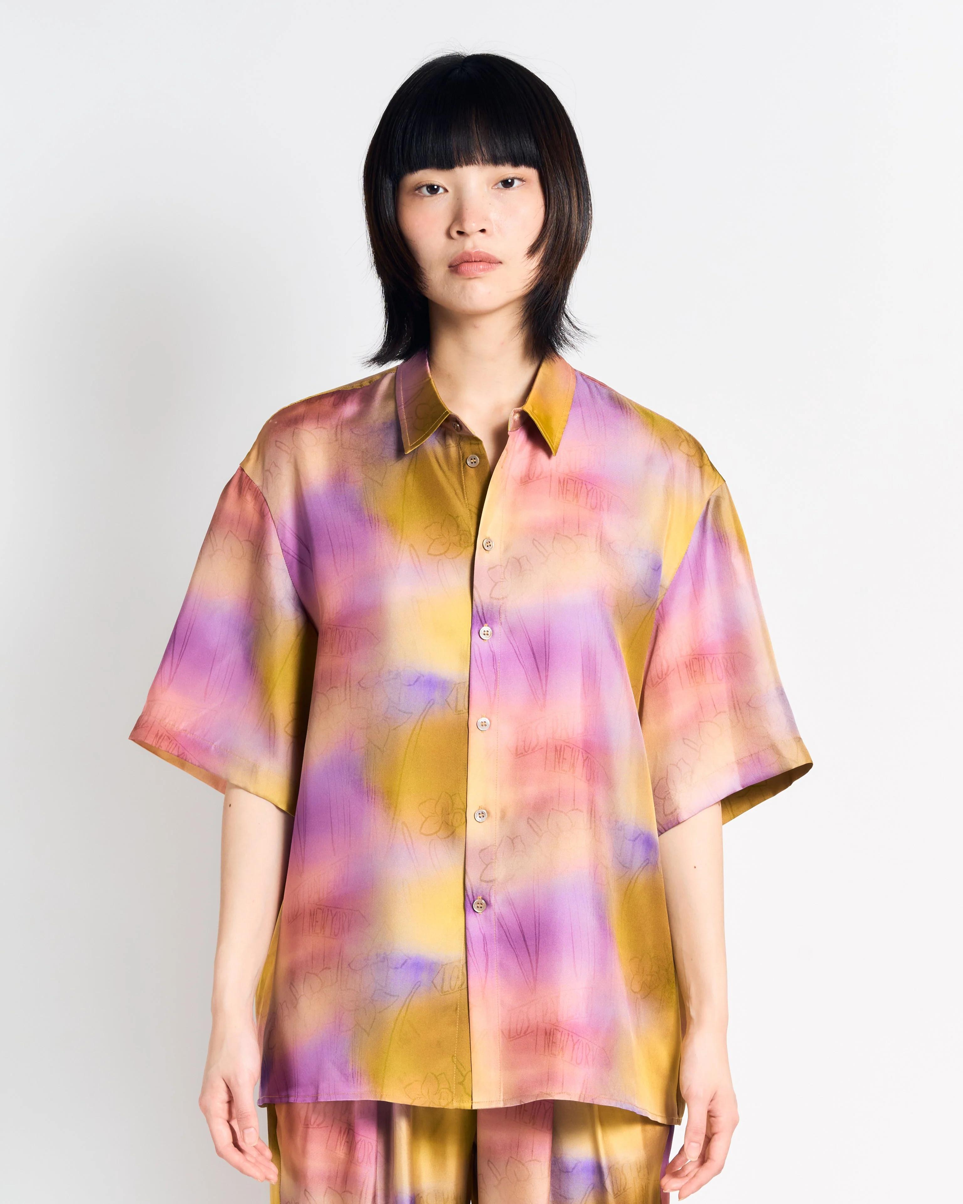 "Brooklyn" Oversized Silk Hawaii Shirt - Pink - Image 4