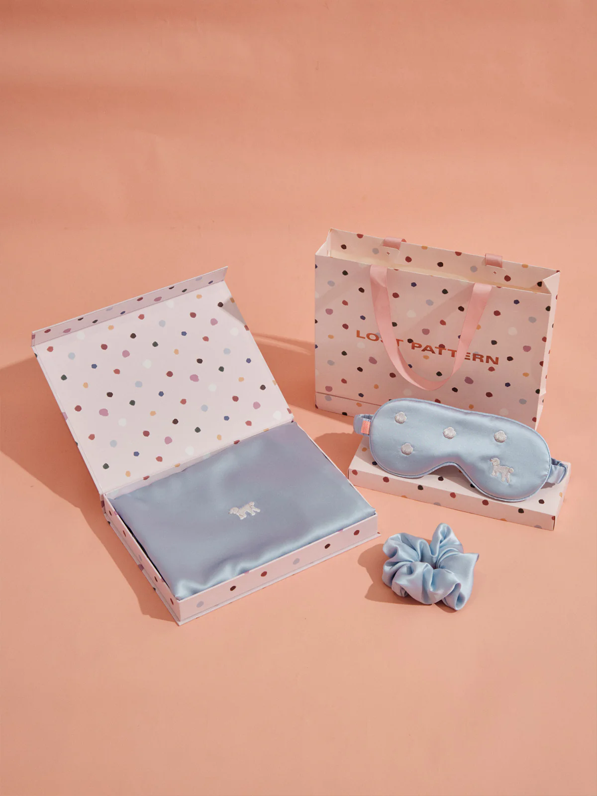 "Pan Pan" 3 Piece Silk Gift Set - Silk Pillowcase & Silk Sleep Eye Mask & Silk Scrunchie - Image 6