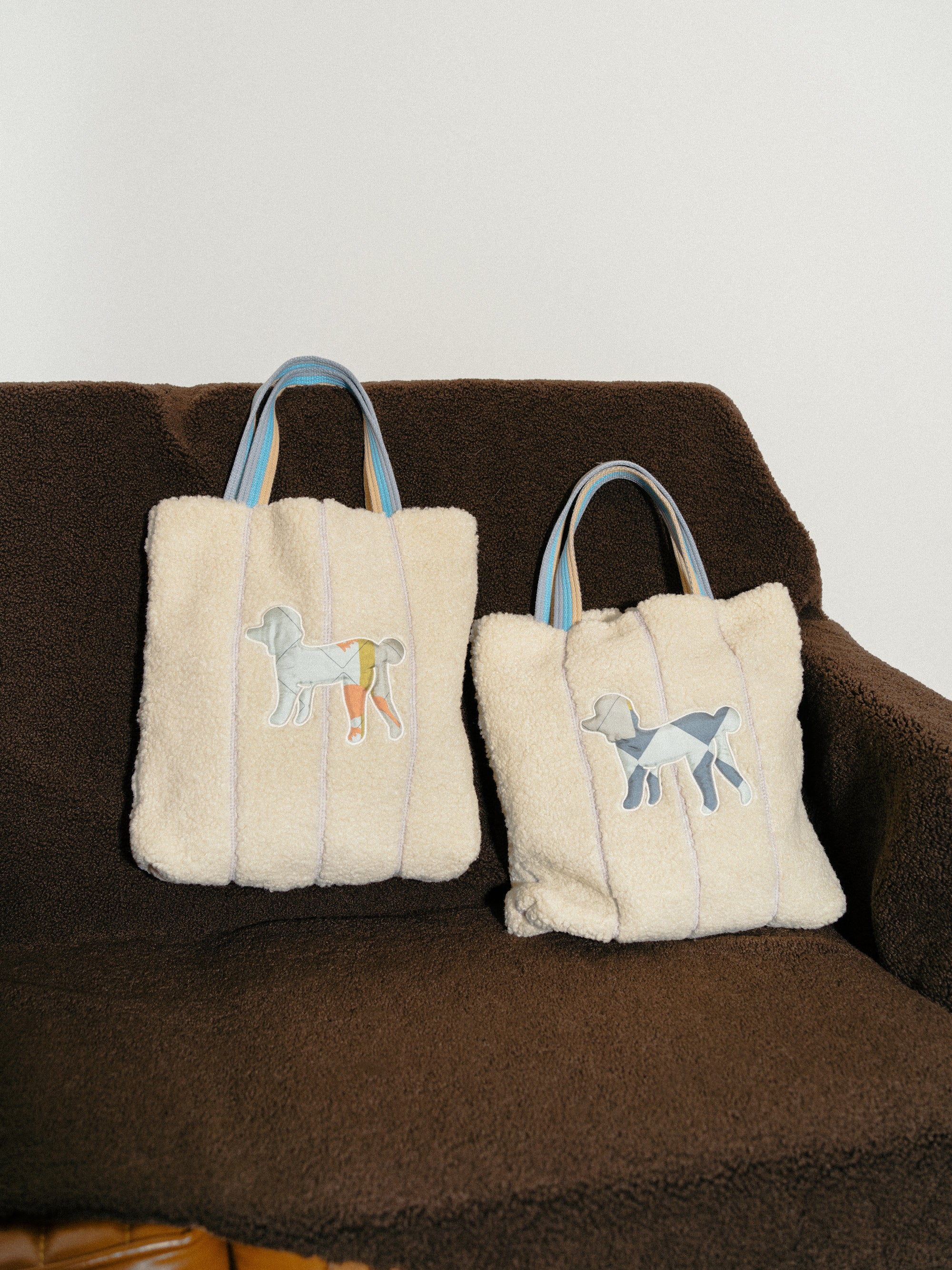 "Pan Pan" Shearling Tote Bag - White - Image 3