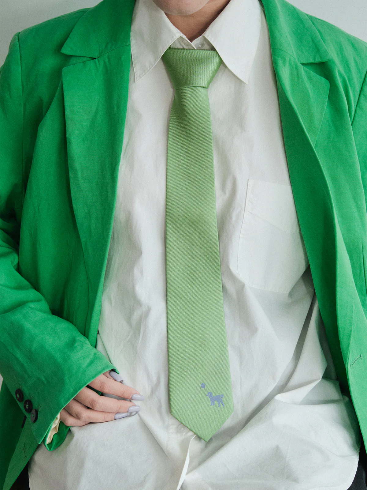 "Pan Pan" Silk Tie - Green - Image 3