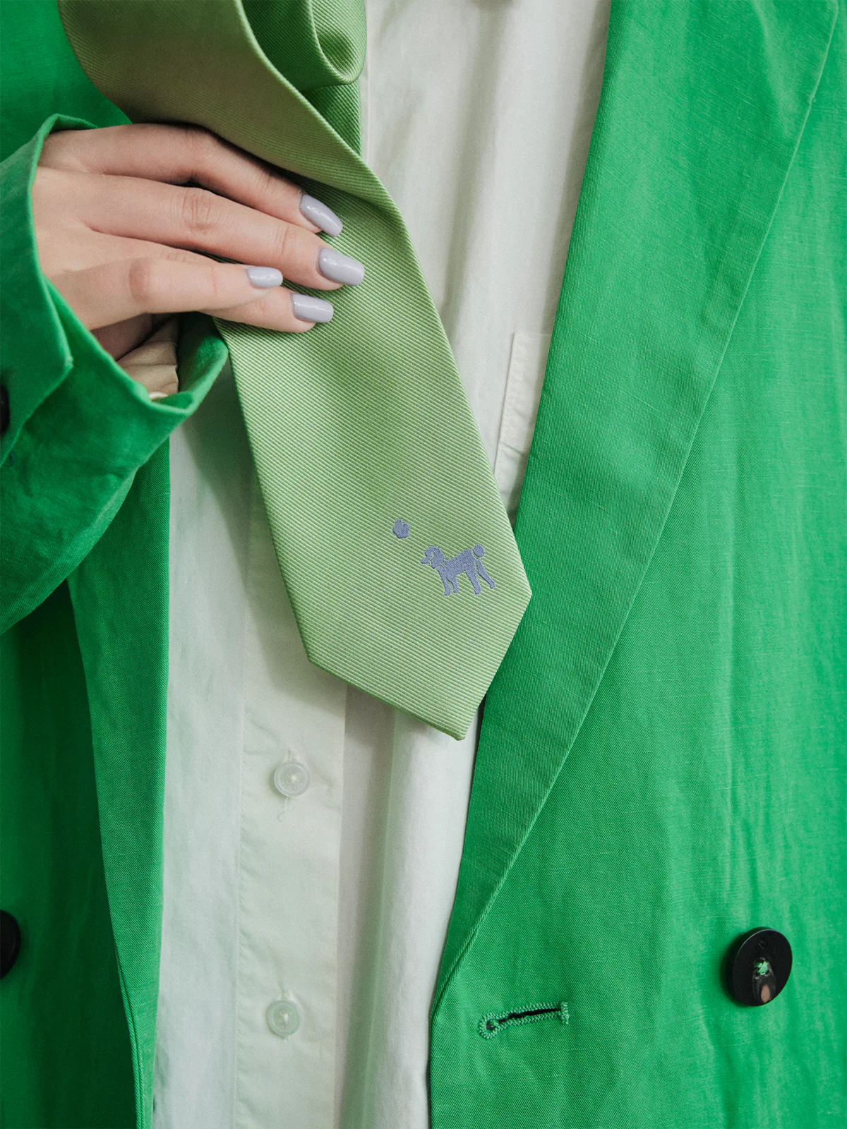"Pan Pan" Silk Tie - Green - Image 4