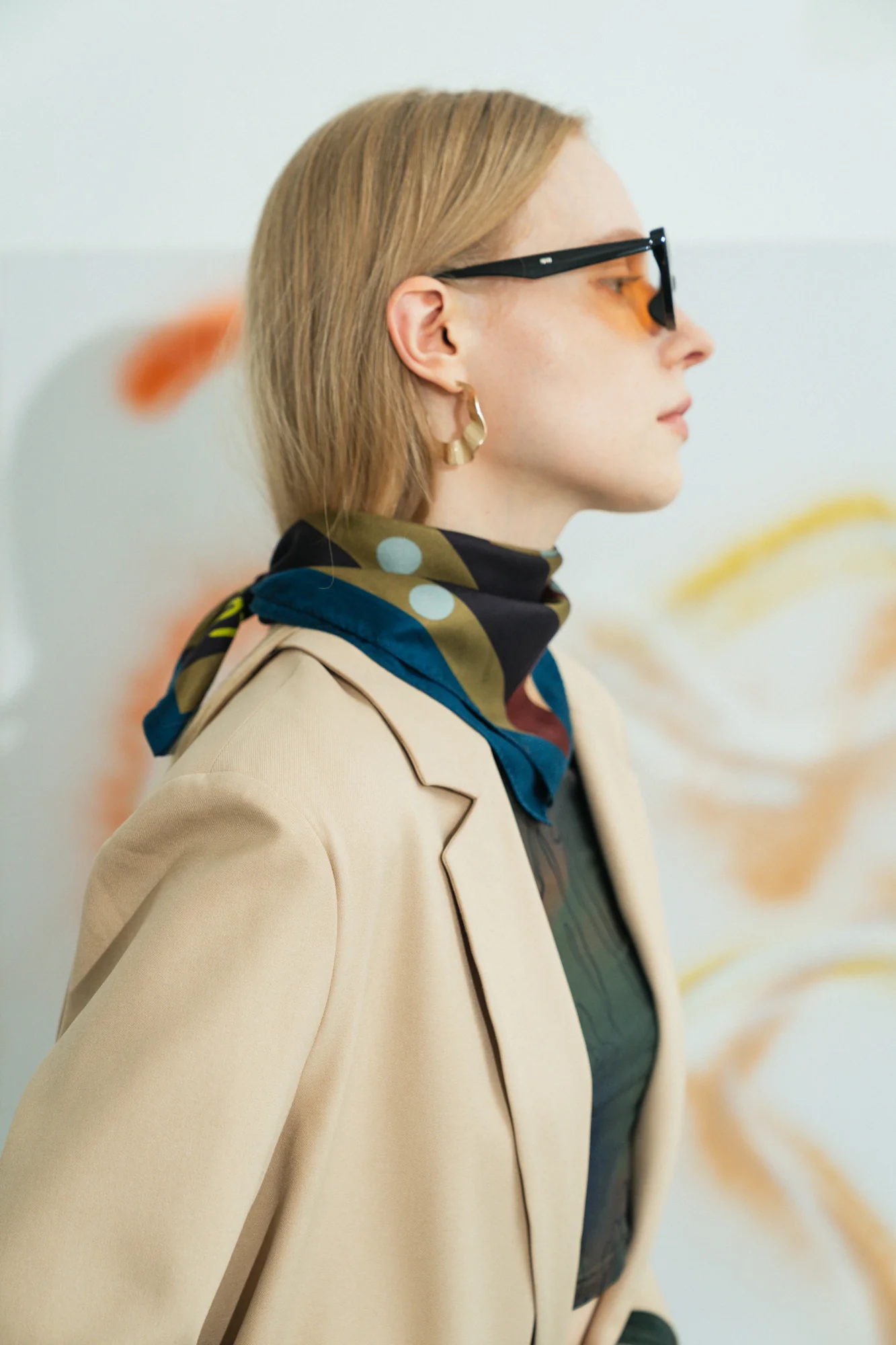 "Pan Pan" Silk Bandana - Coffee - Image 3