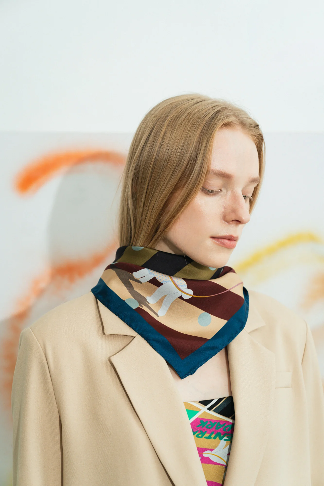 "Pan Pan" Silk Bandana - Coffee - Image 4