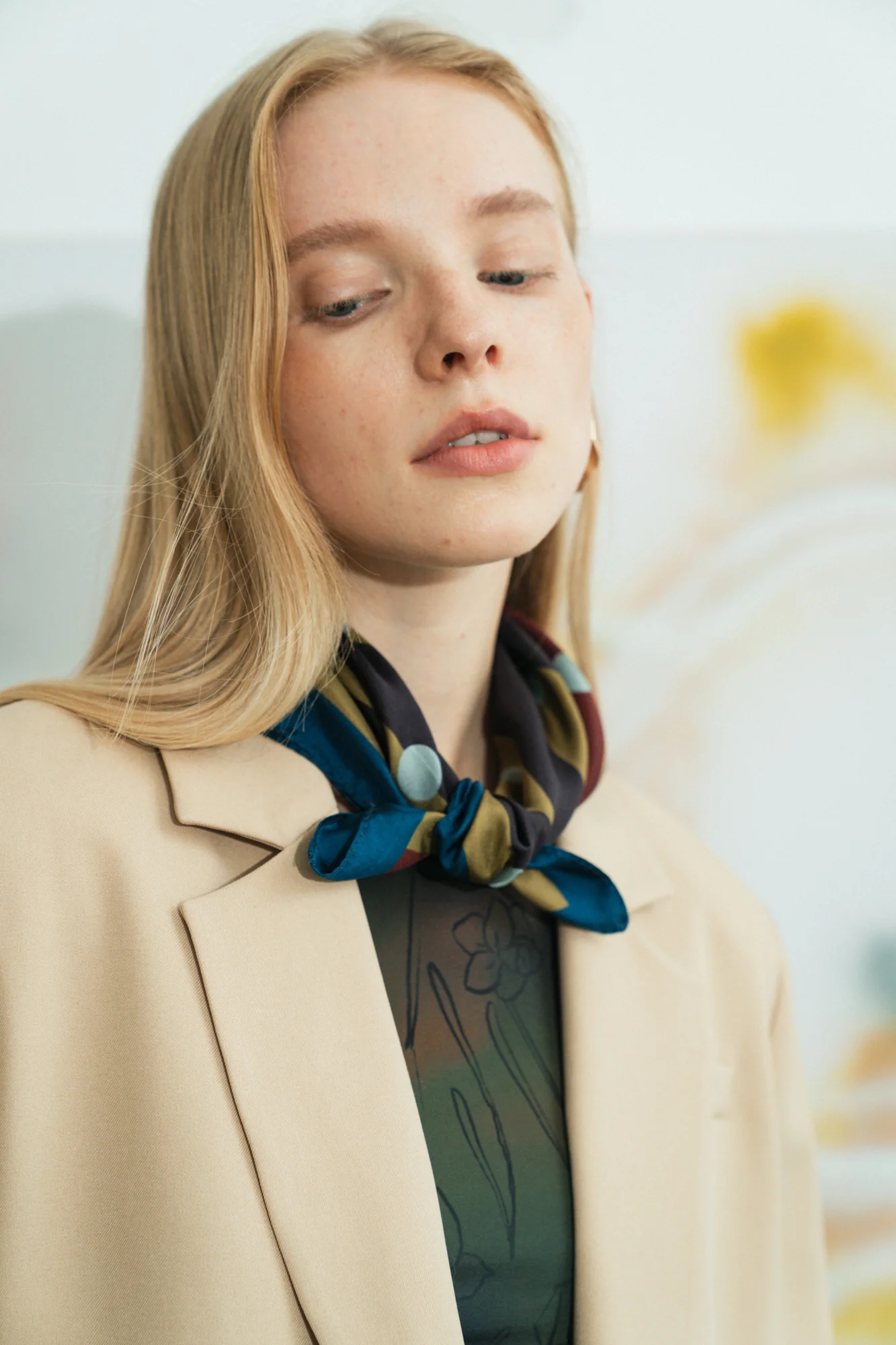 "Pan Pan" Silk Bandana - Coffee - Image 5