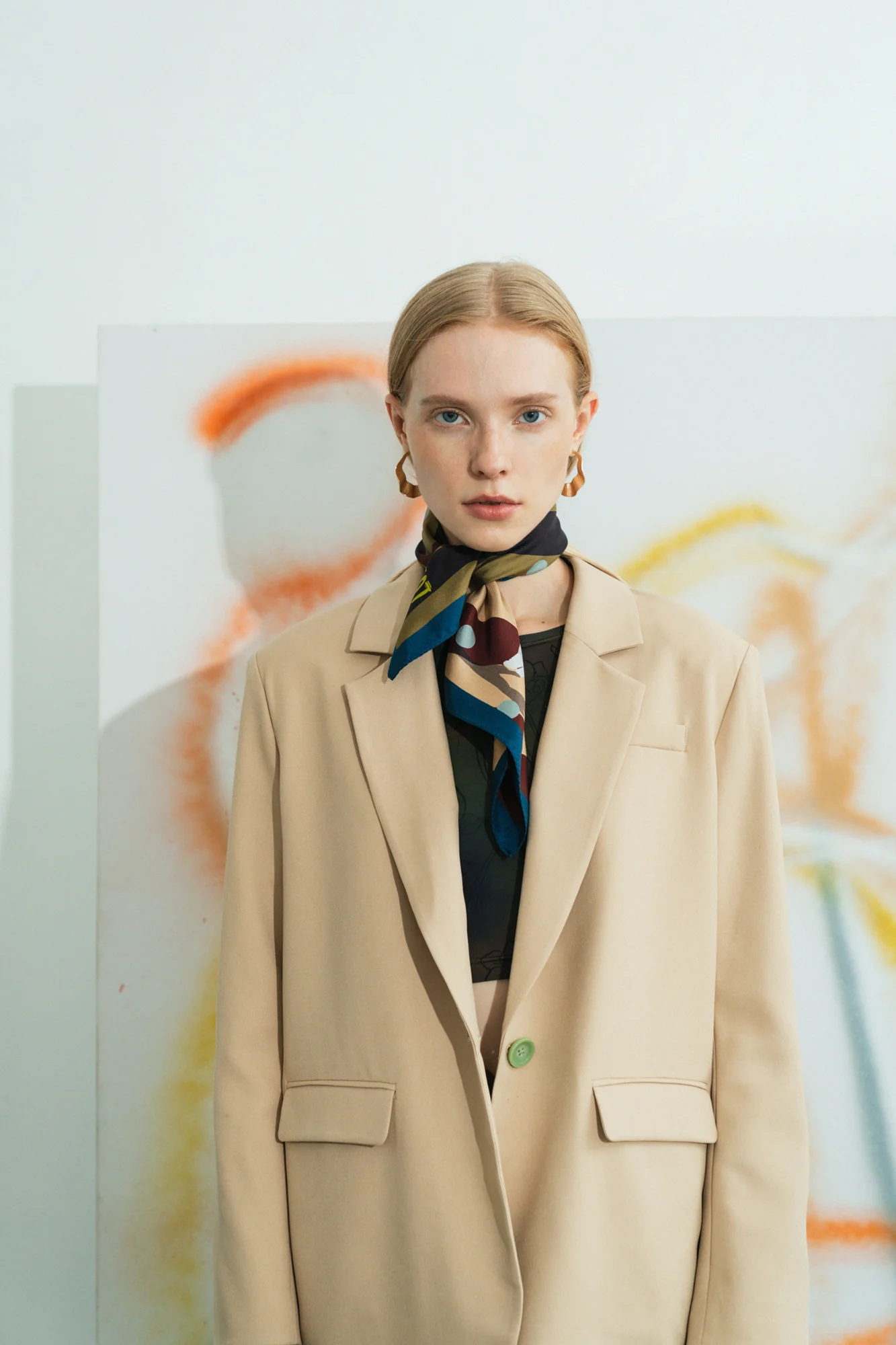 "Pan Pan" Silk Bandana - Coffee - Image 6