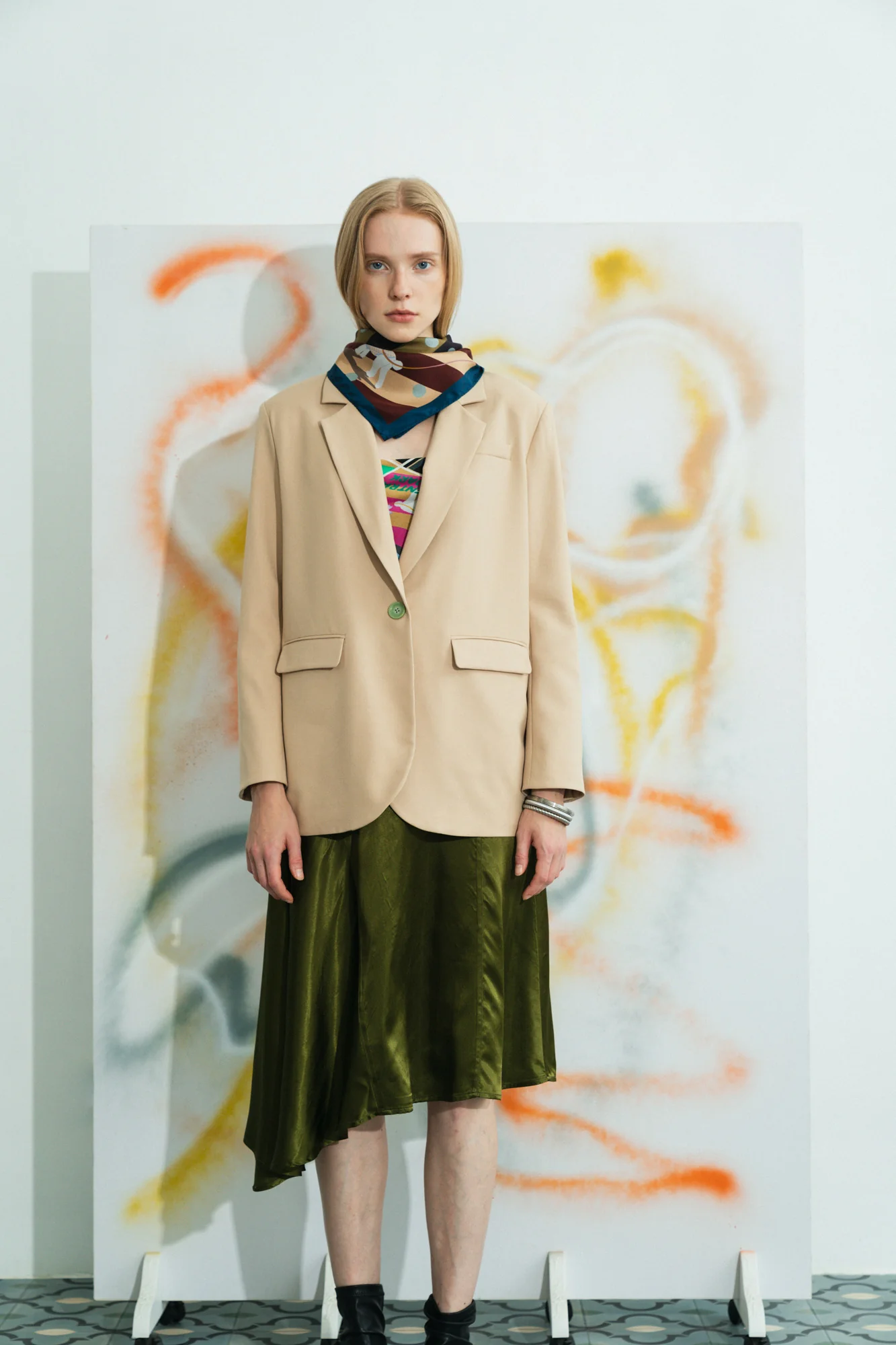 "Pan Pan" Silk Bandana - Coffee - Image 7