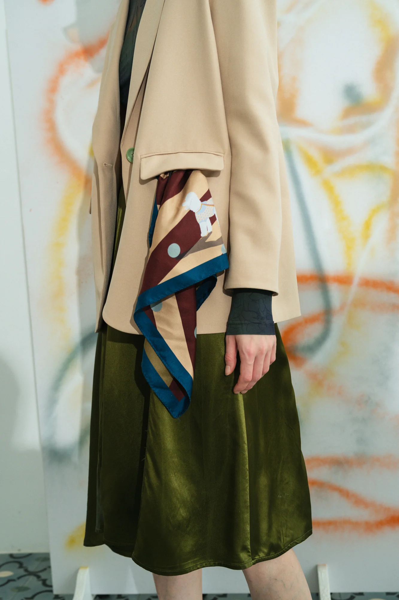 "Pan Pan" Silk Bandana - Coffee - Image 8