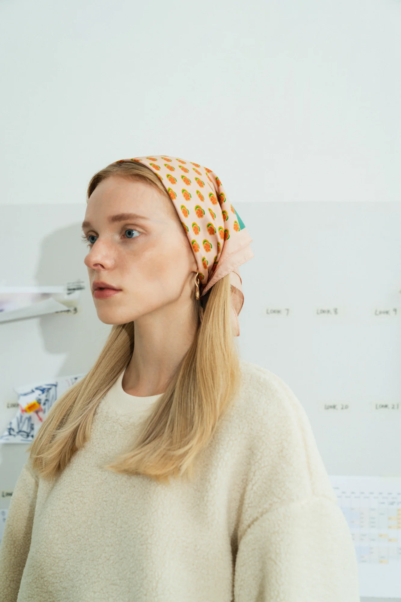 "Pan Pan" Silk Bandana - Orange - Image 4