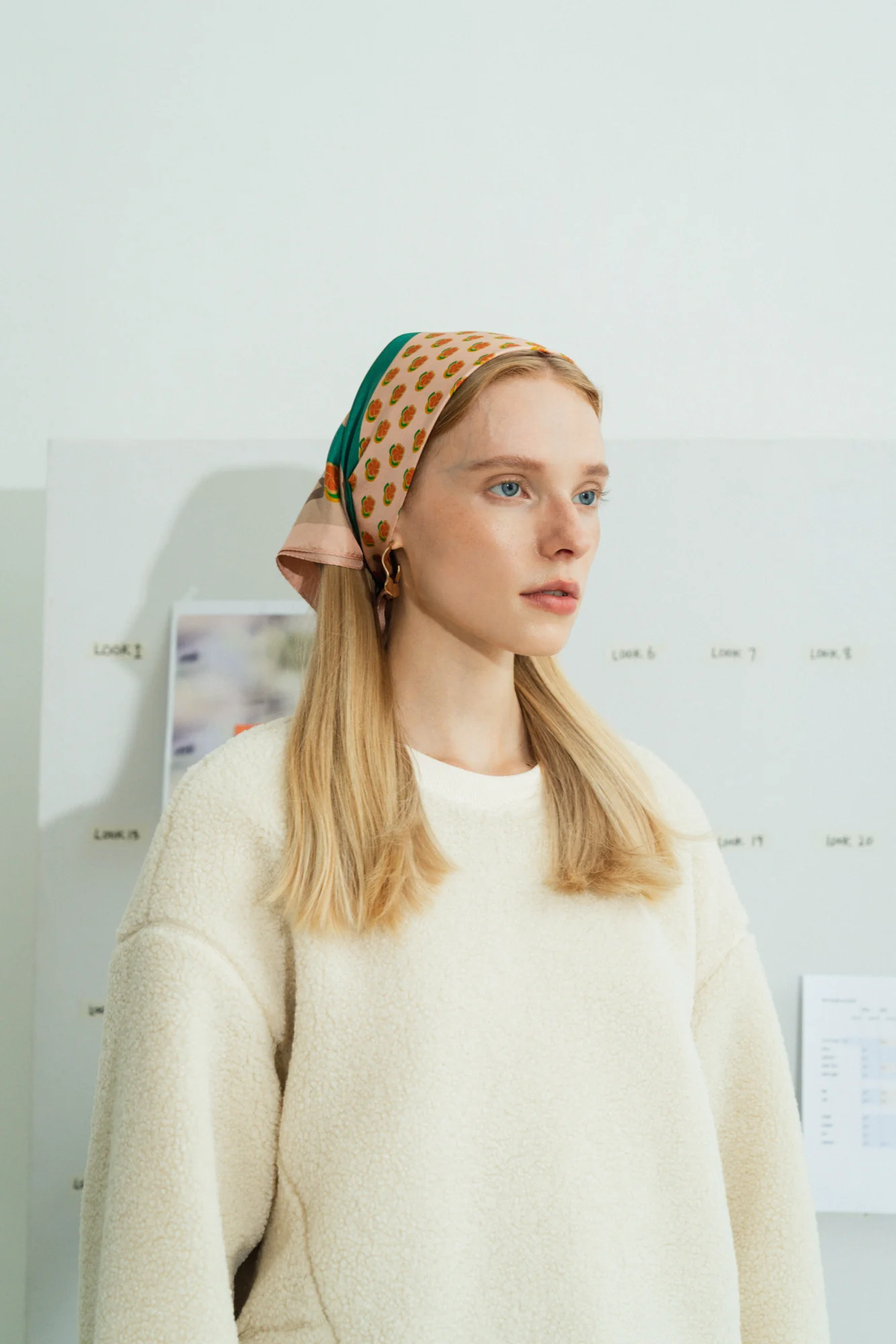 "Pan Pan" Silk Bandana - Orange - Image 5