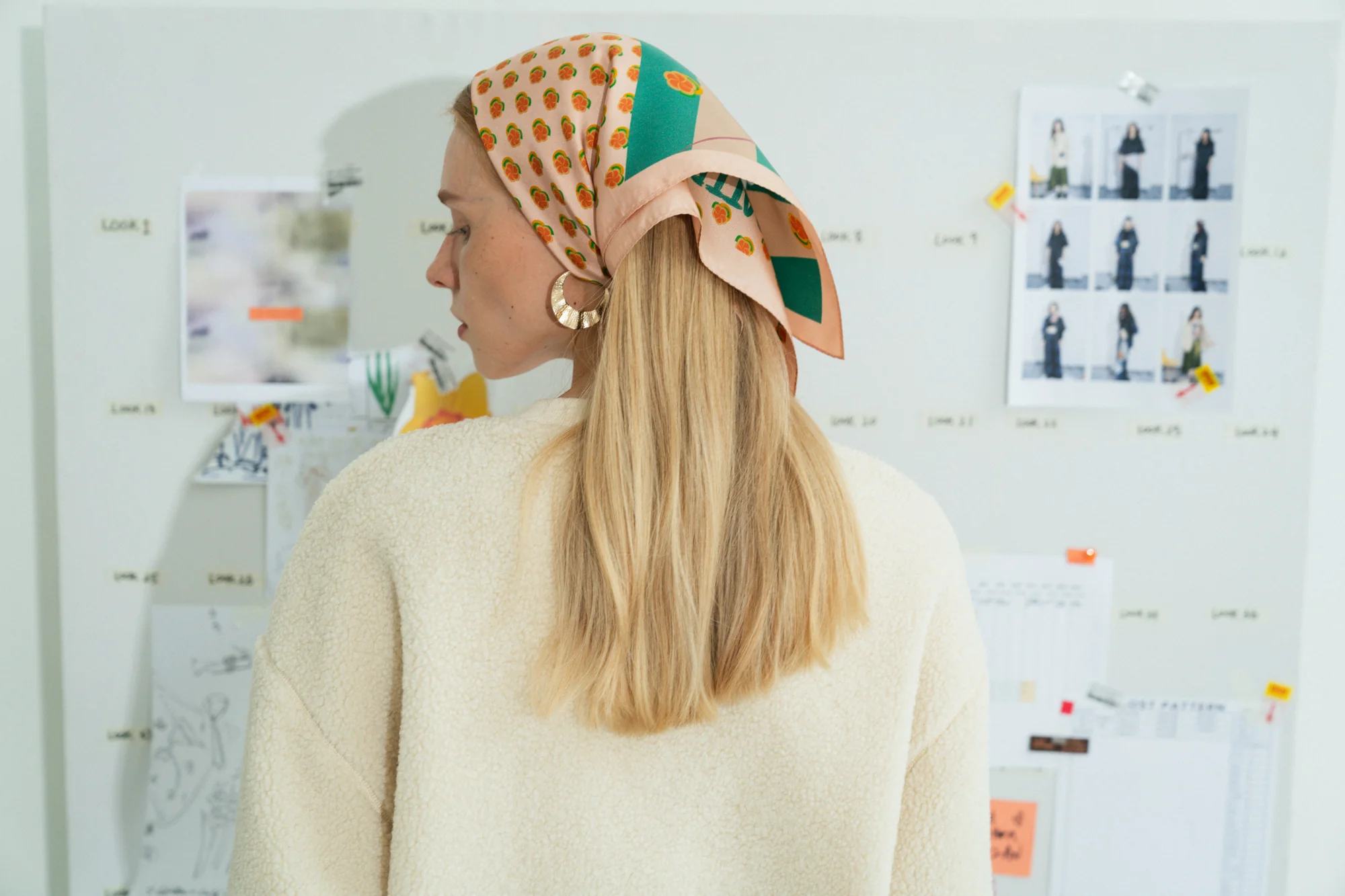 "Pan Pan" Silk Bandana - Orange - Image 6