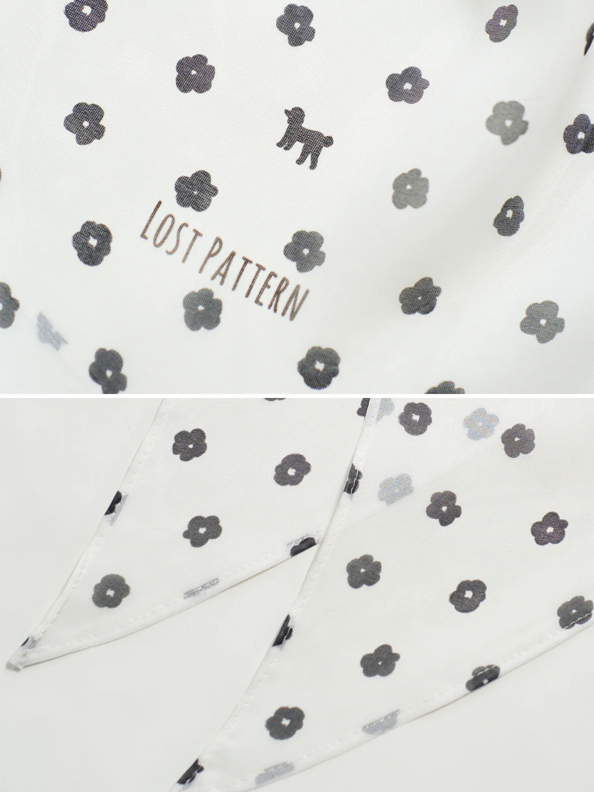 "Petal Veil" Silk Chiffon Neck Scarf - White - Image 7