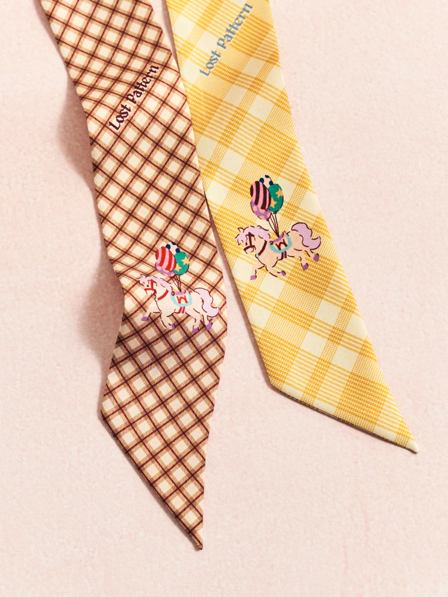 "Pop Pony" Silk Twill Skinny Scarf - Coffee - Image 7