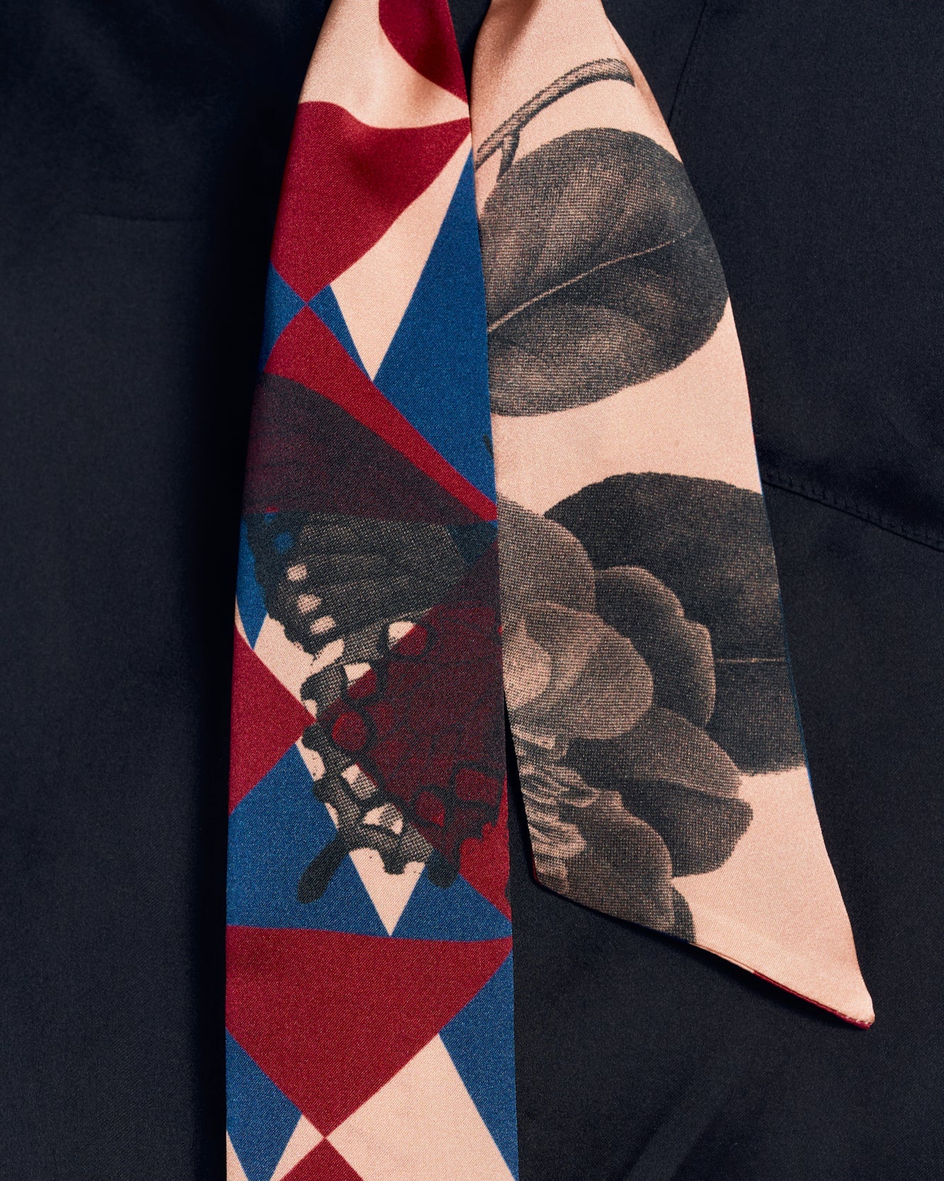 "Prism" Silk Skinny Scarf - Crimson Red - Image 5