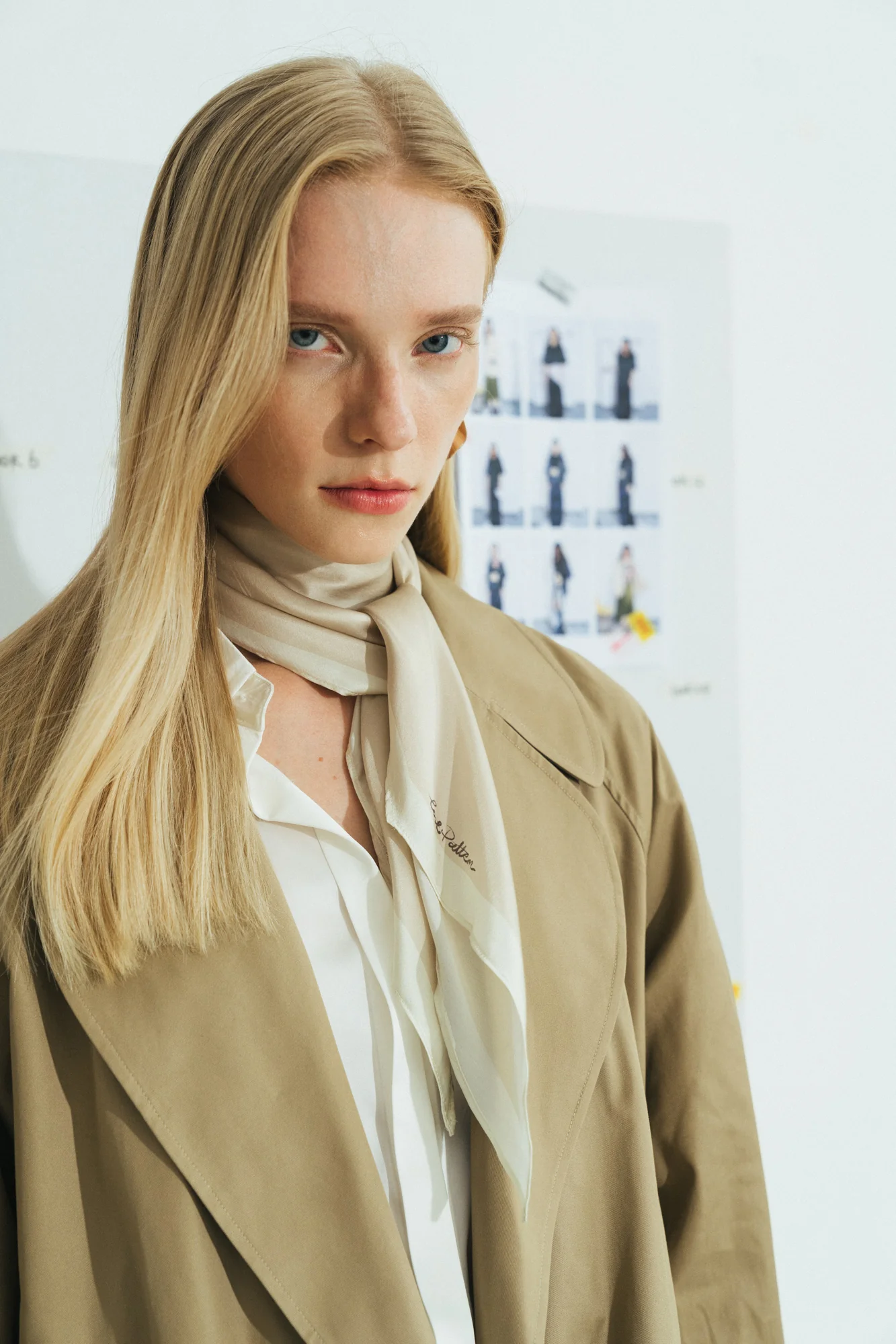 "Satin" Silk Neck Scarf - White - Image 4