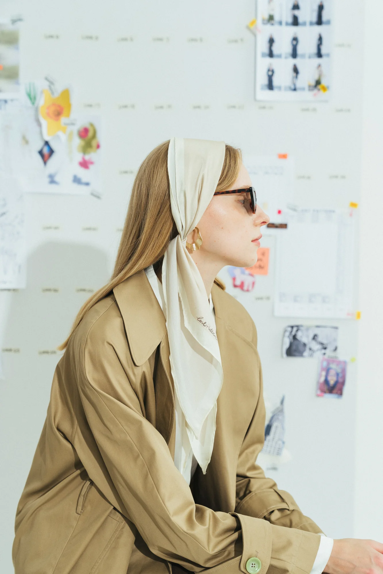 "Satin" Silk Neck Scarf - White - Image 6