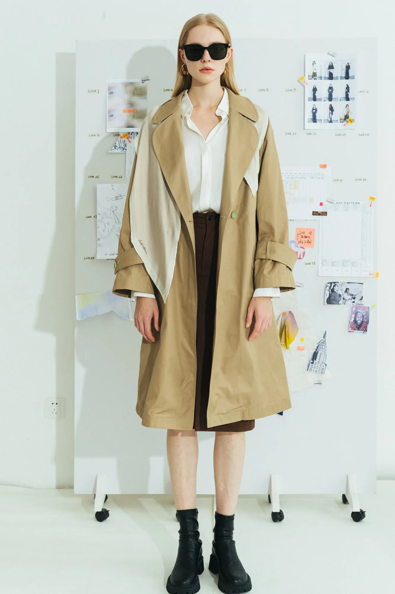 "Satin" Silk Neck Scarf - White - Image 7