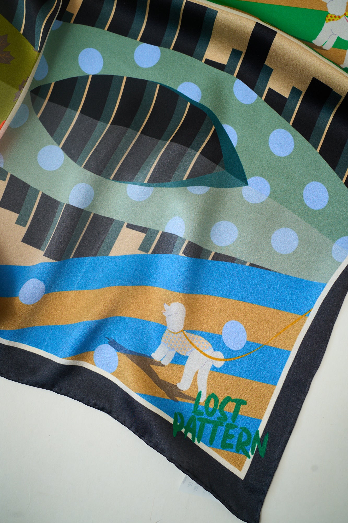 "Seasons in the Park" Silk Scarf - Black - Image 10