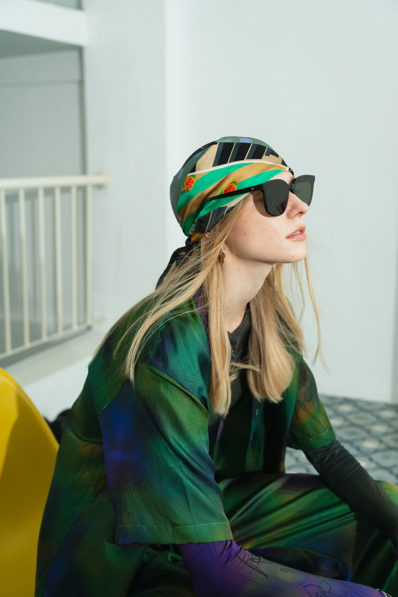 "Seasons in the Park" Silk Scarf - Black - Image 3