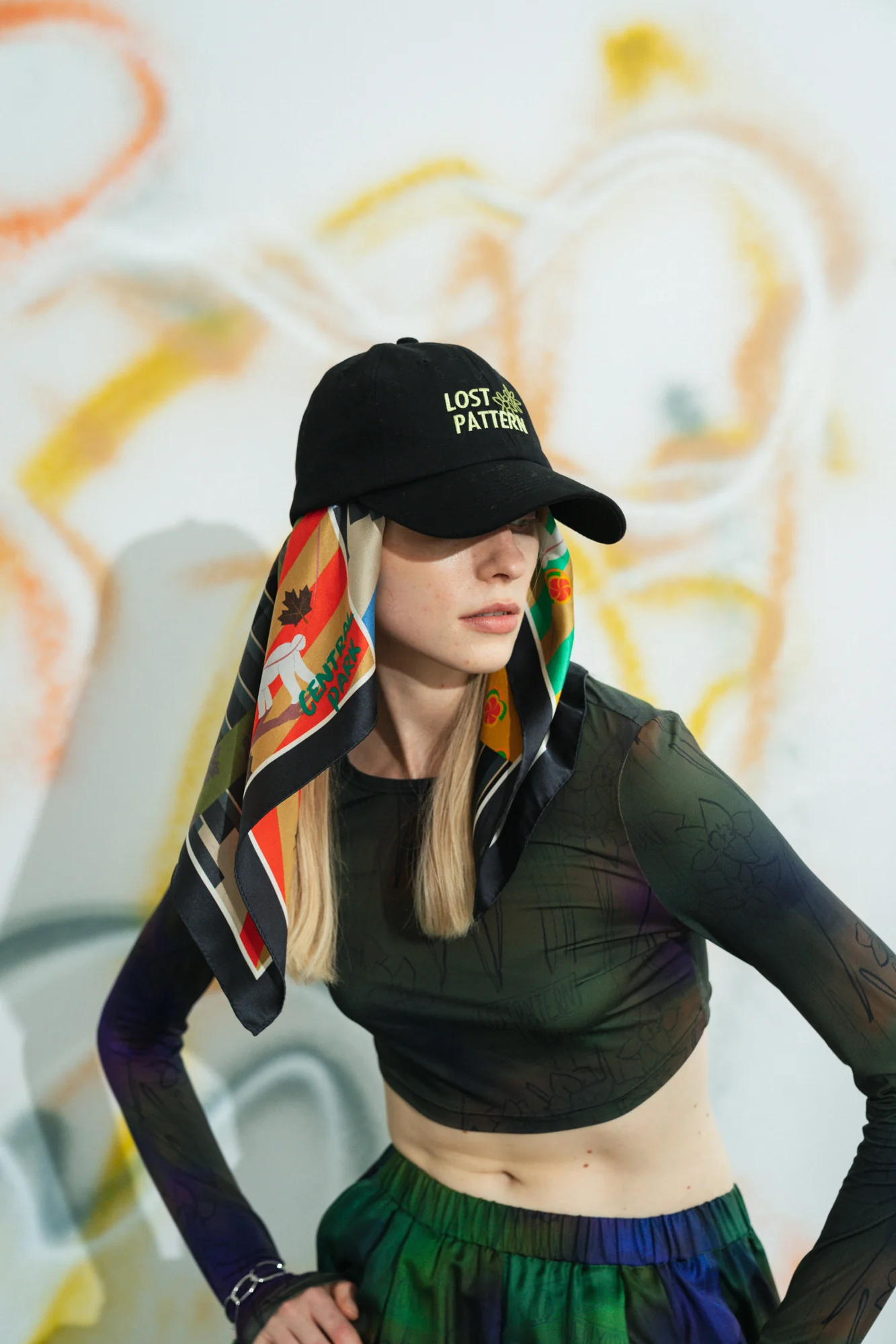 "Seasons in the Park" Silk Scarf - Black - Image 4