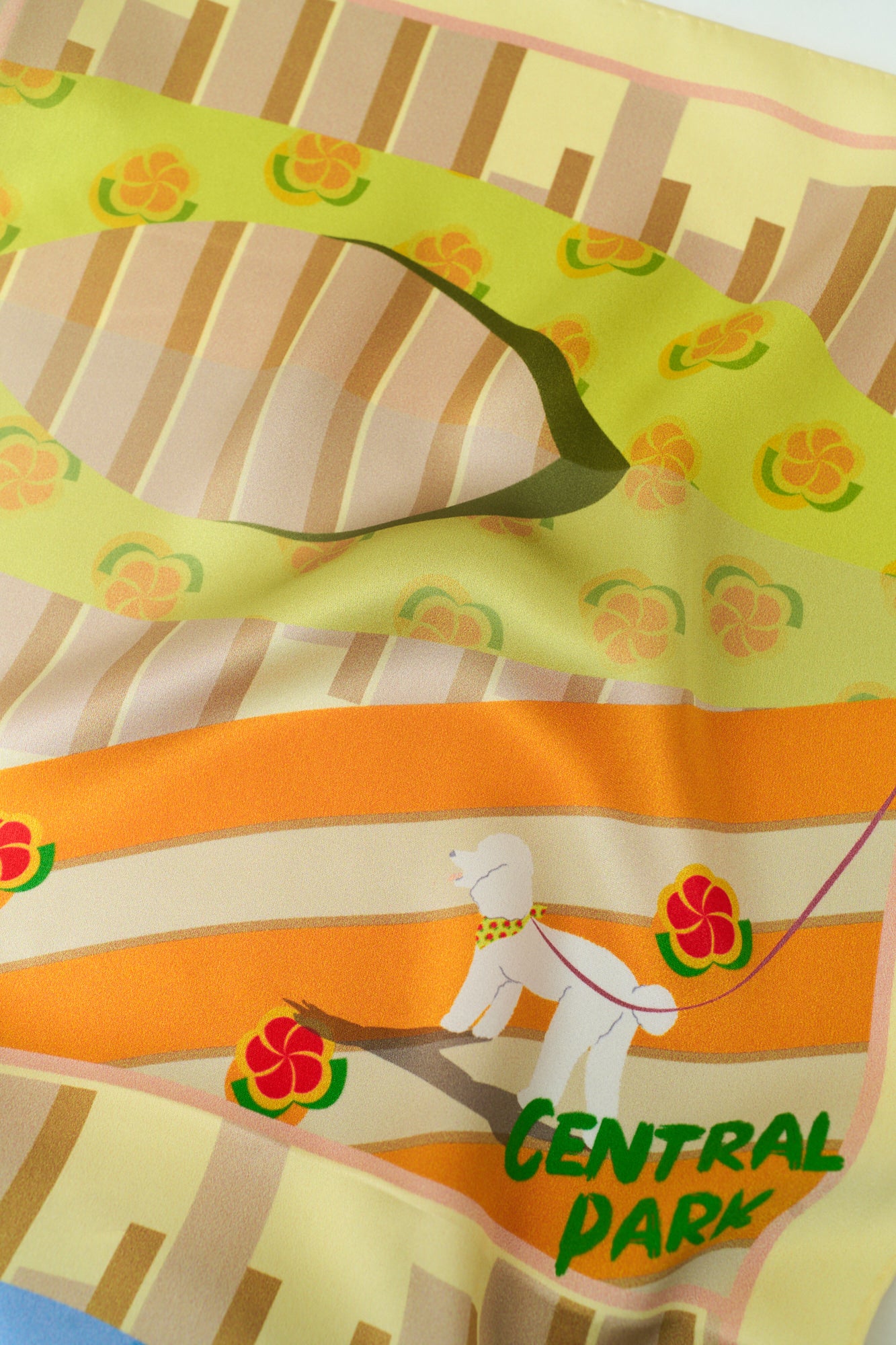 "Seasons in the Park" Silk Scarf - Yellow - Image 10