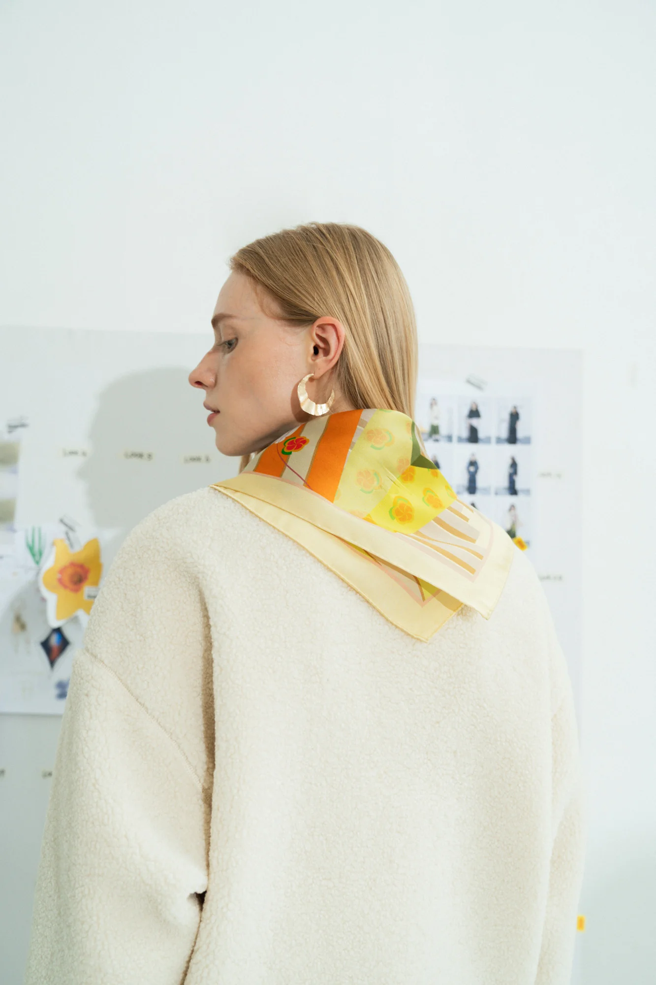 "Seasons in the Park" Silk Scarf - Yellow - Image 5