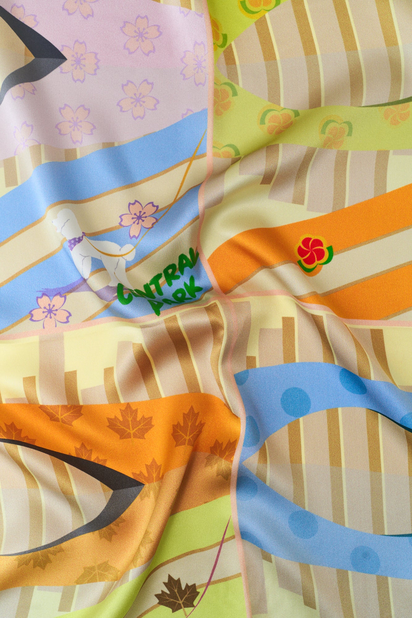 "Seasons in the Park" Silk Scarf - Yellow - Image 9