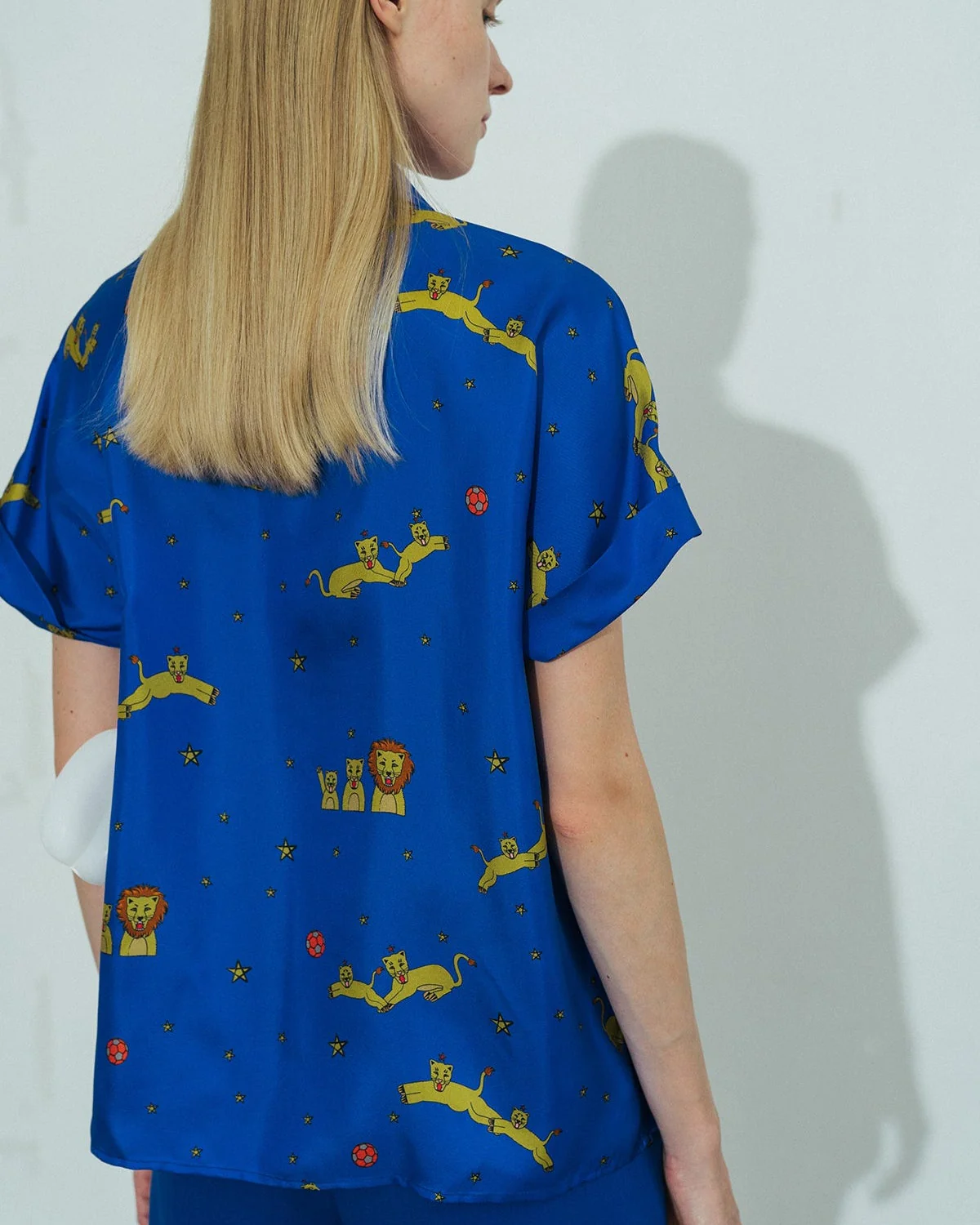 Shantall Lacayo x Lost Pattern Silk Shirt - Electric Blue - Image 3