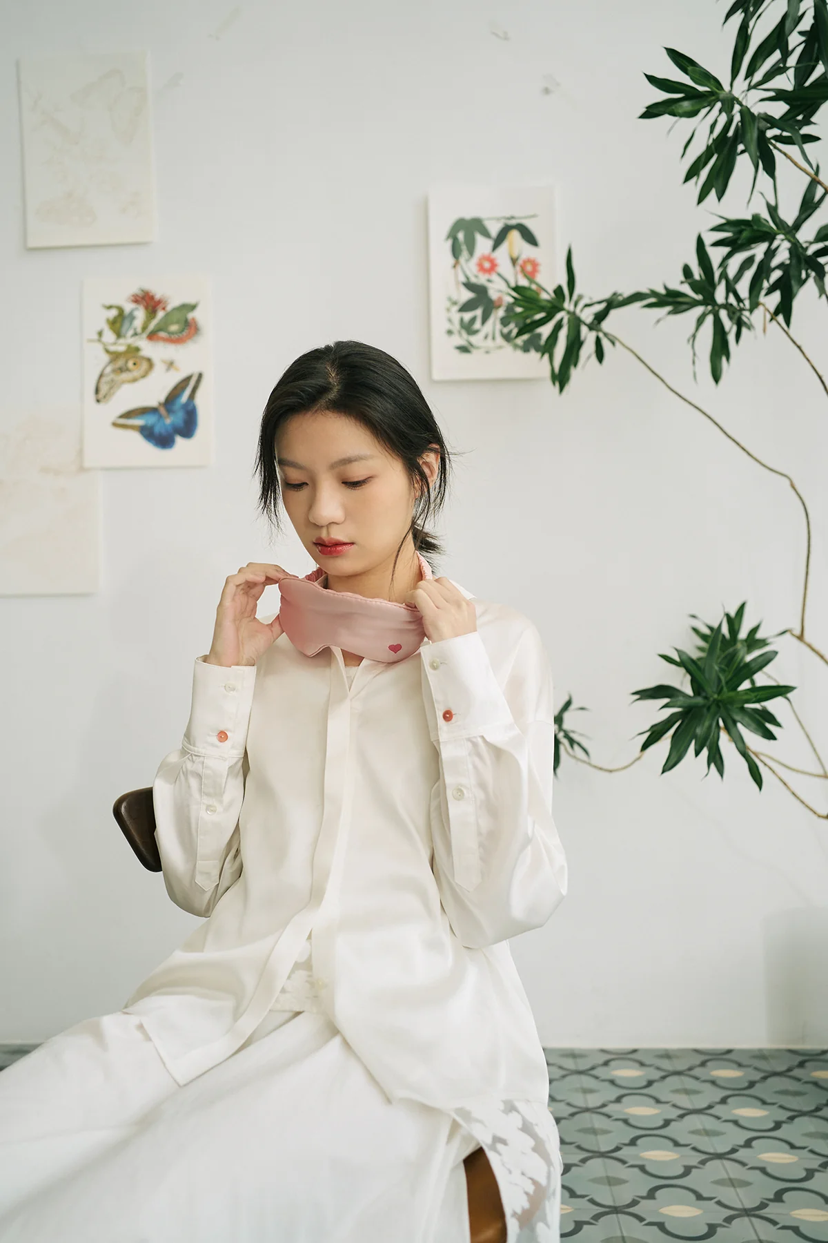 "Love Heart" Silk Sleep Eye Mask - Pink - Image 4