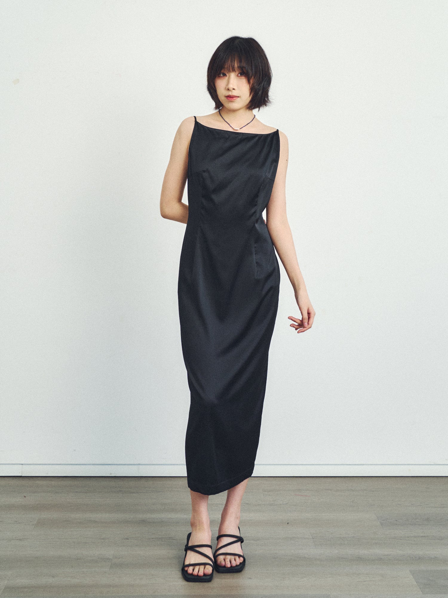 Silk Slip Maxi Dress - Black - Image 3