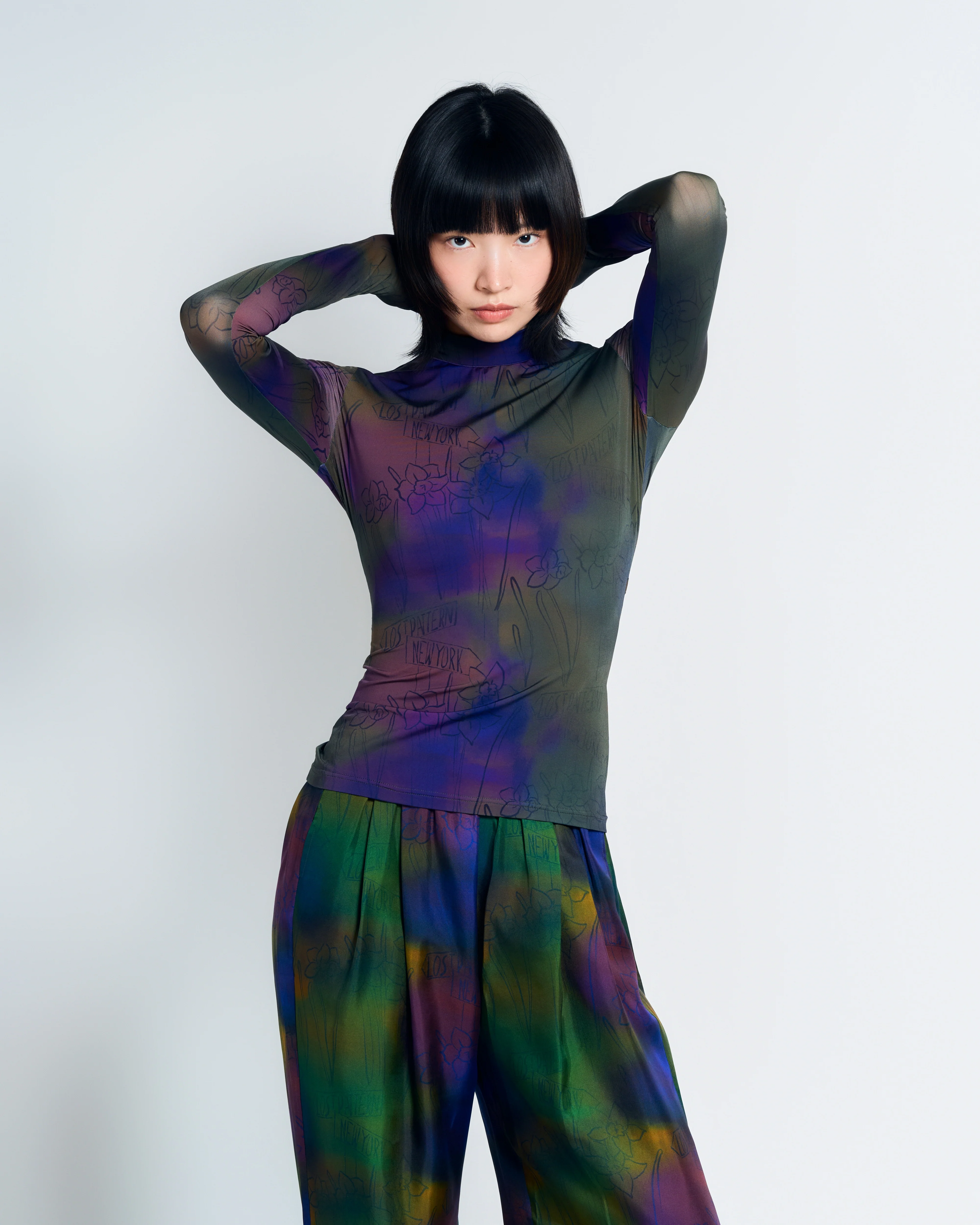 "Brooklyn" Silk Wide Leg Palazzo Pants - Green - Image 3