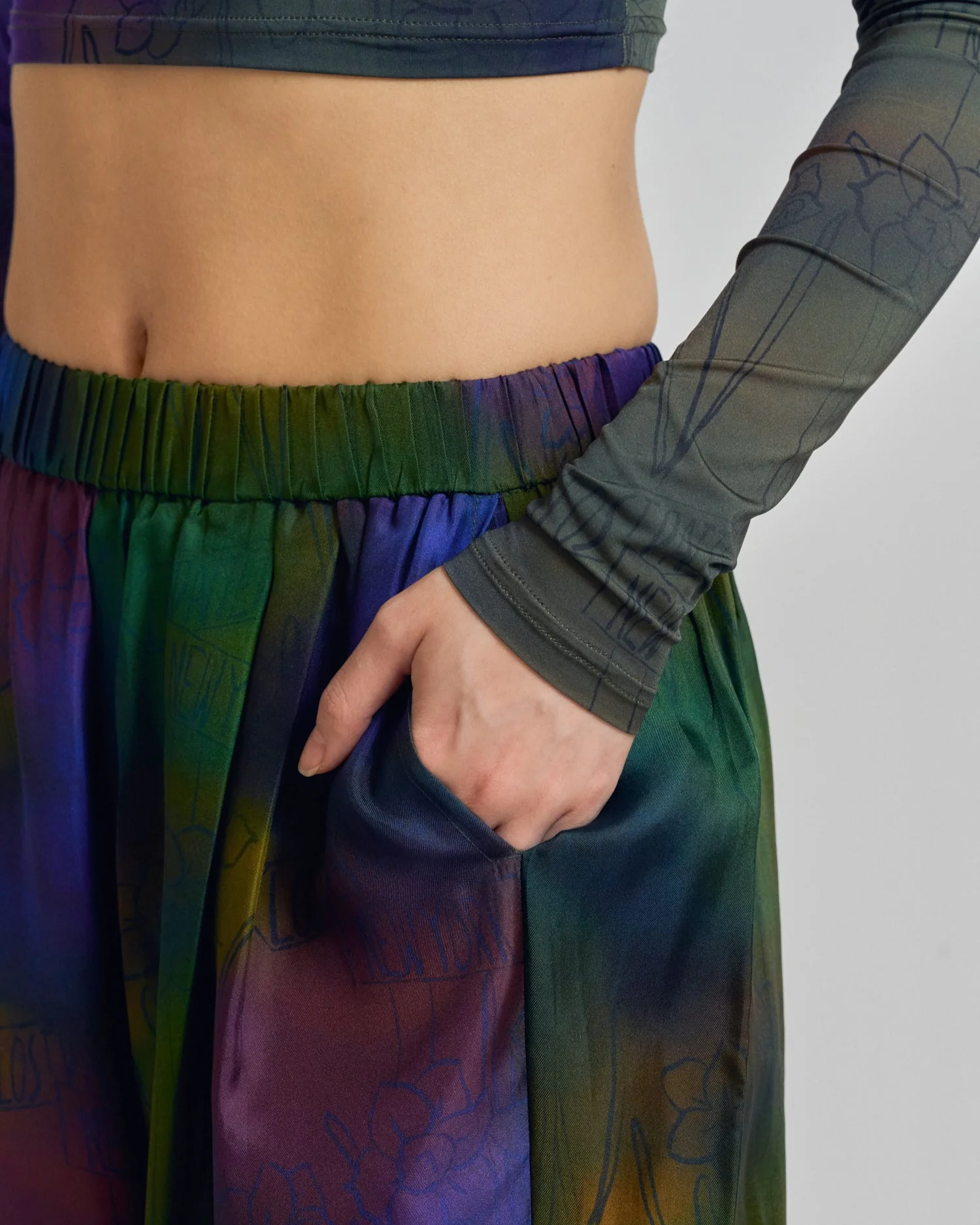 "Brooklyn" Silk Wide Leg Palazzo Pants - Green - Image 6